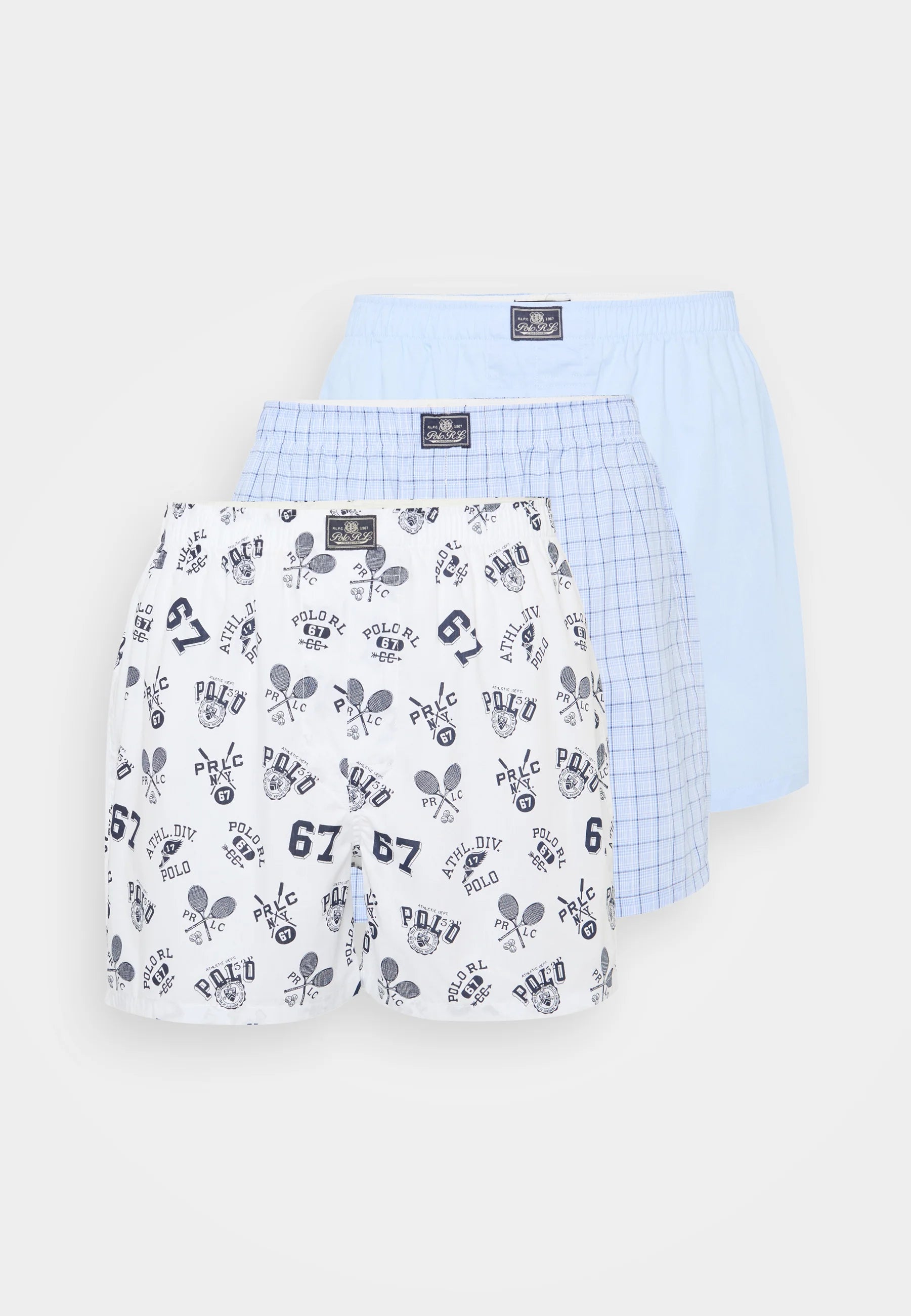Polo Ralph Lauren Cotton Open Boxer Shorts – 3 Pack – Office Blue, White