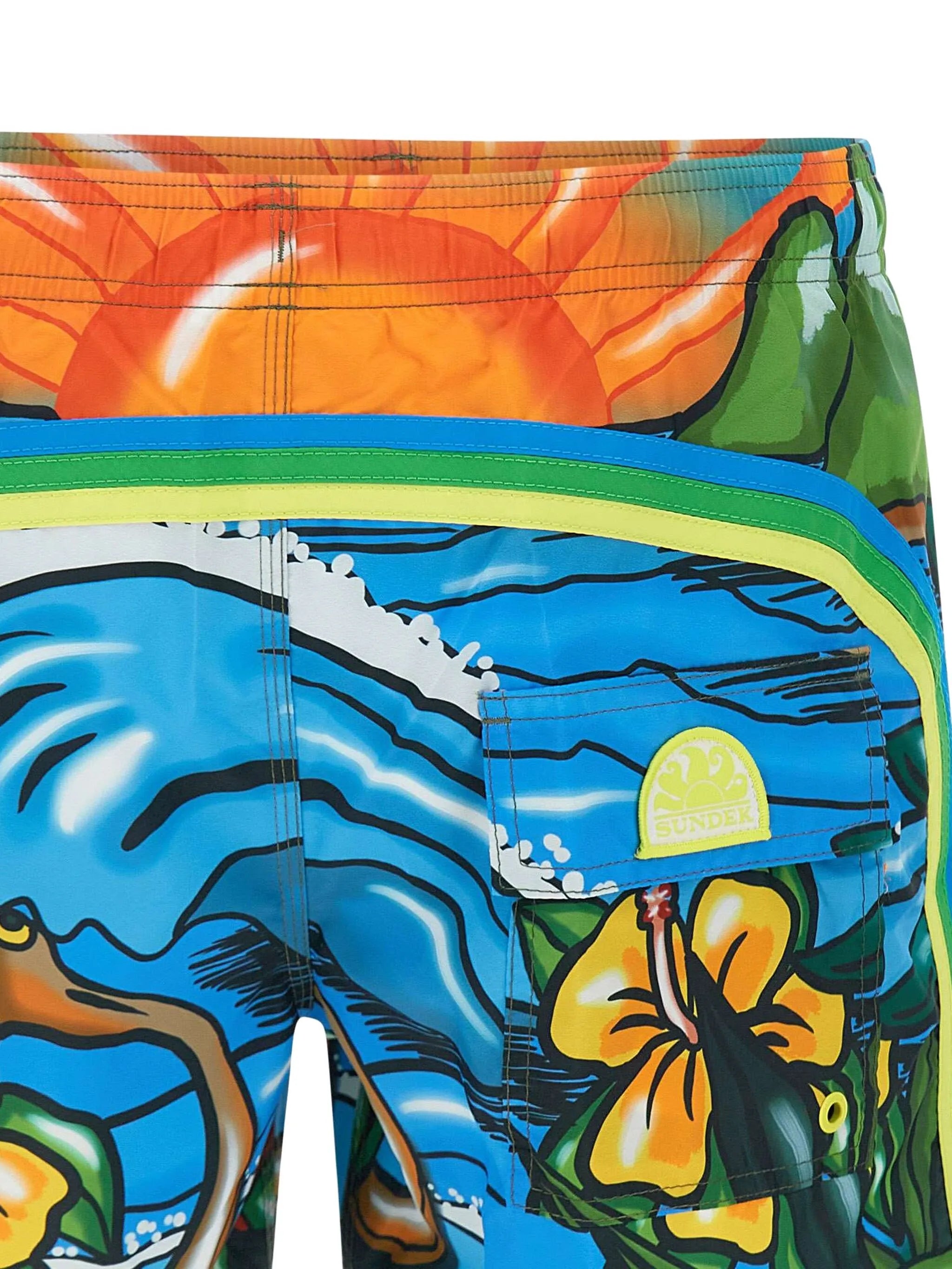 SUNDEK Illustration Print Swim Shorts – Blue