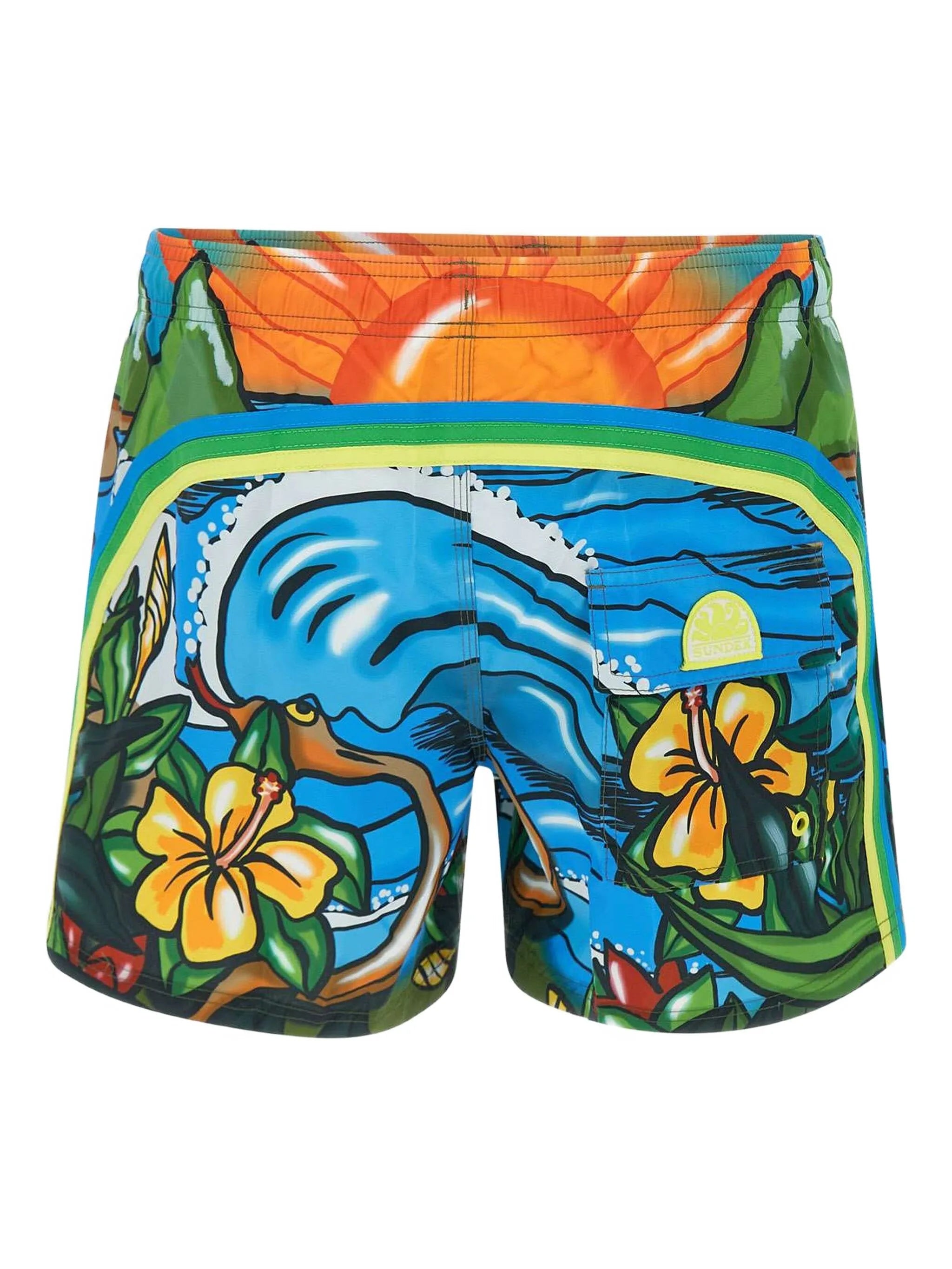 SUNDEK Illustration Print Swim Shorts – Blue