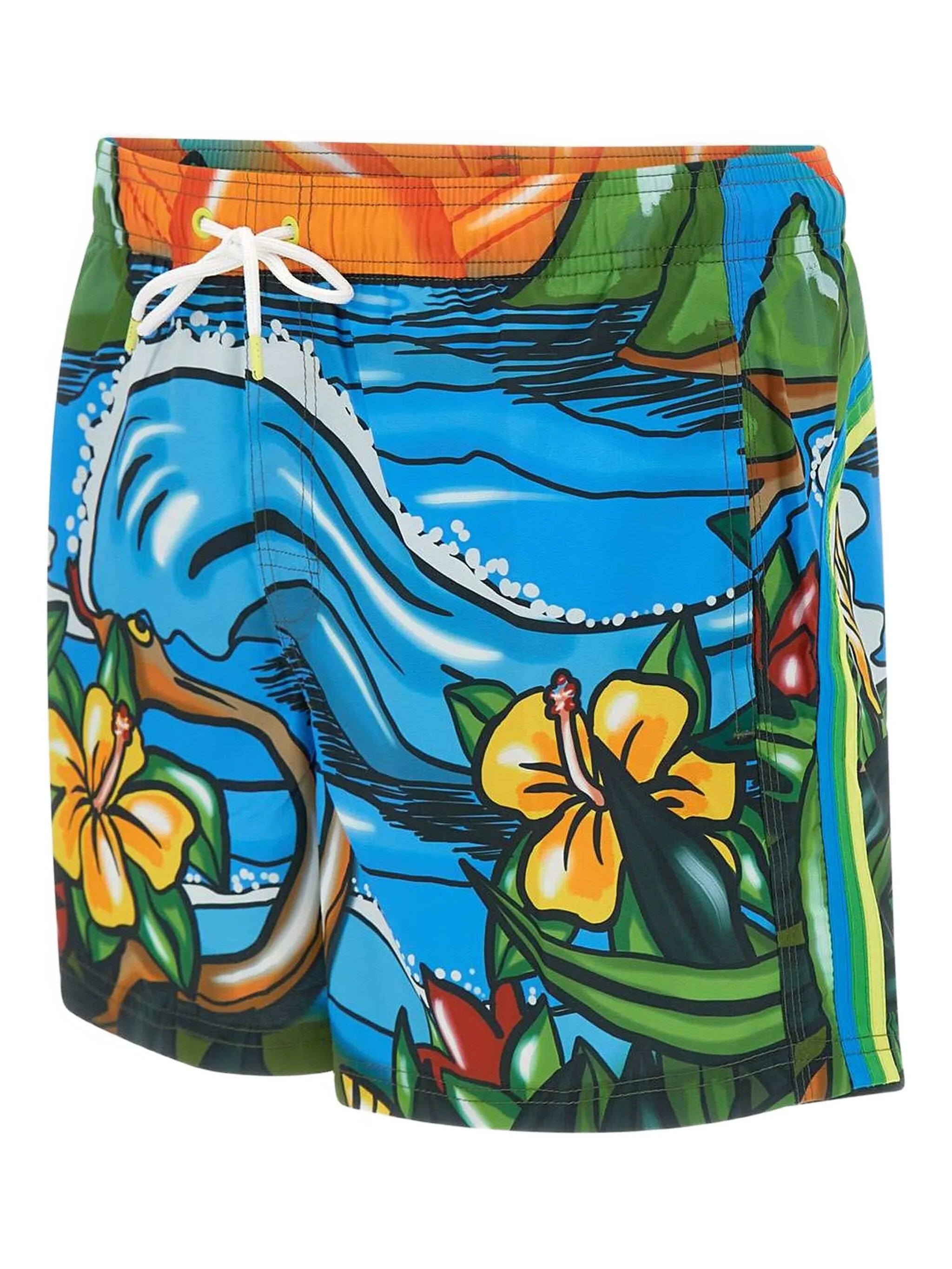 SUNDEK Illustration Print Swim Shorts – Blue