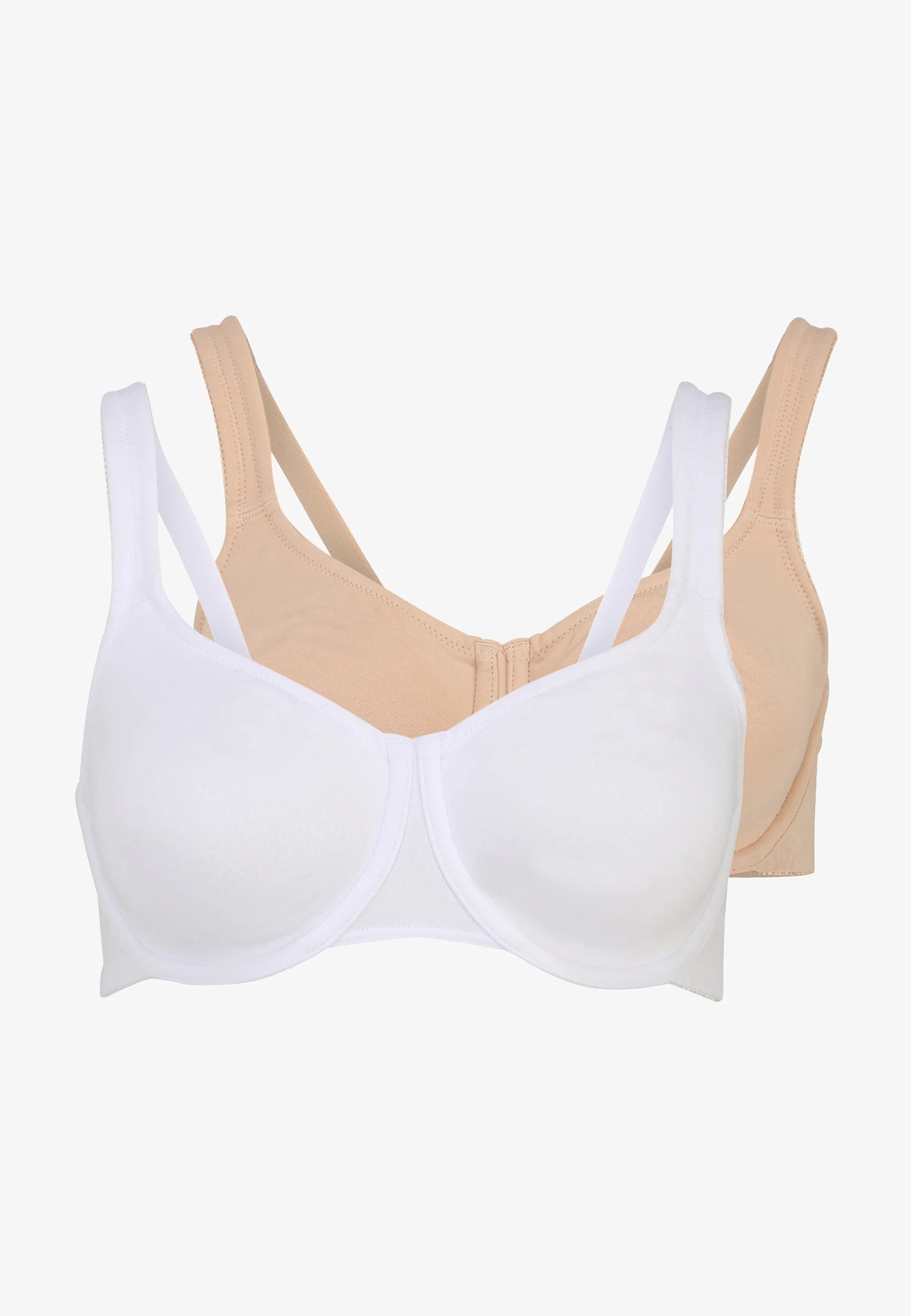 LASCANA Petite Fleur Lot de 2 soutiens-gorge à armatures en coton – Poudre, Blanc