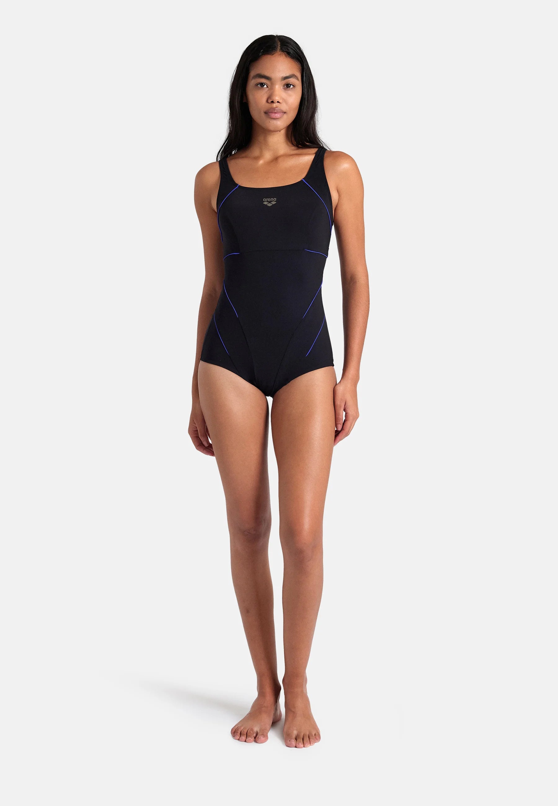 Arena Shapewear Jewel Low C-Cup R Einteiliger Badeanzug – Schwarz, Hellblau