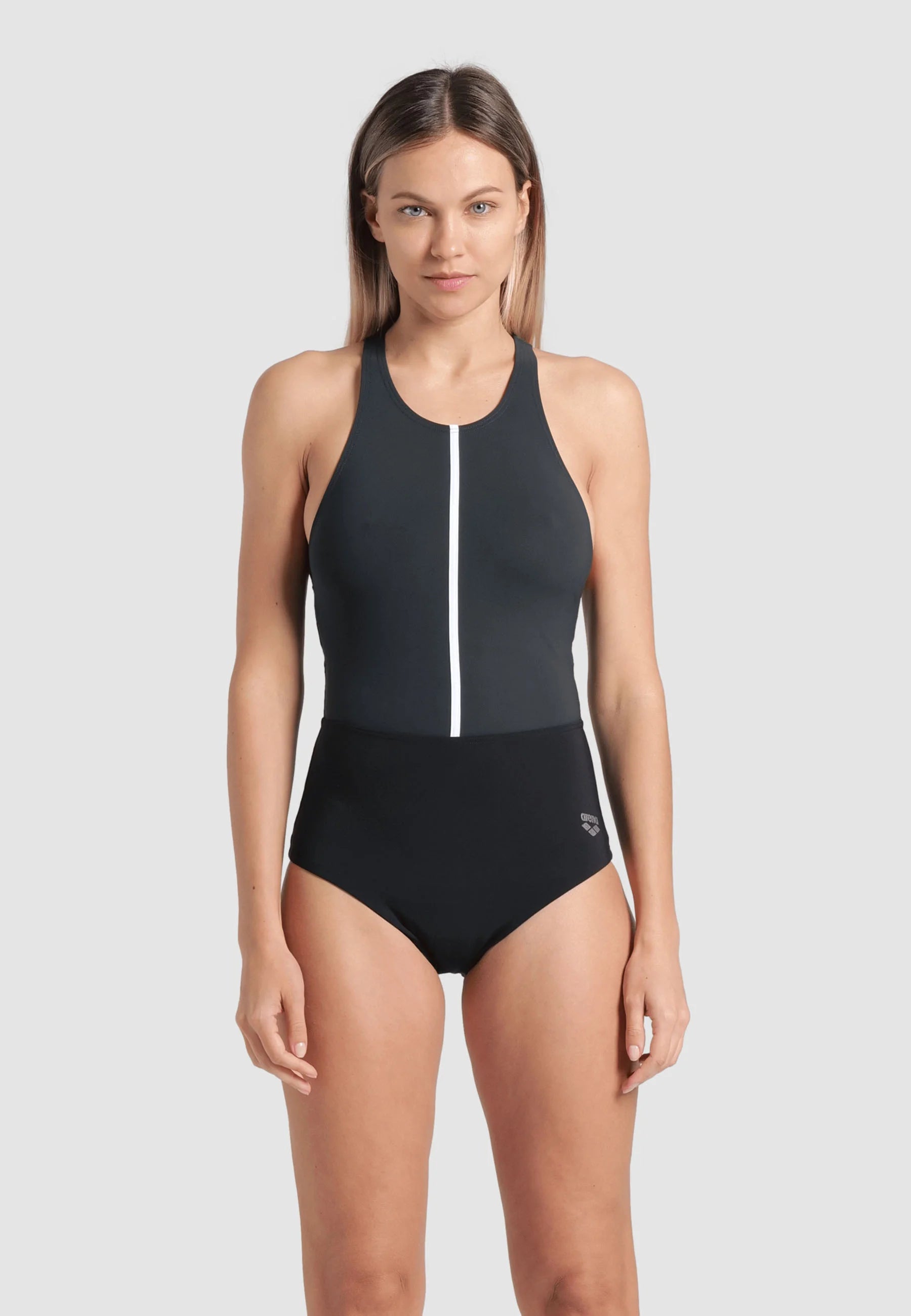Arena Shapewear Silvia B-Cup One-Piece Swimsuit – Black Night, Grey, White