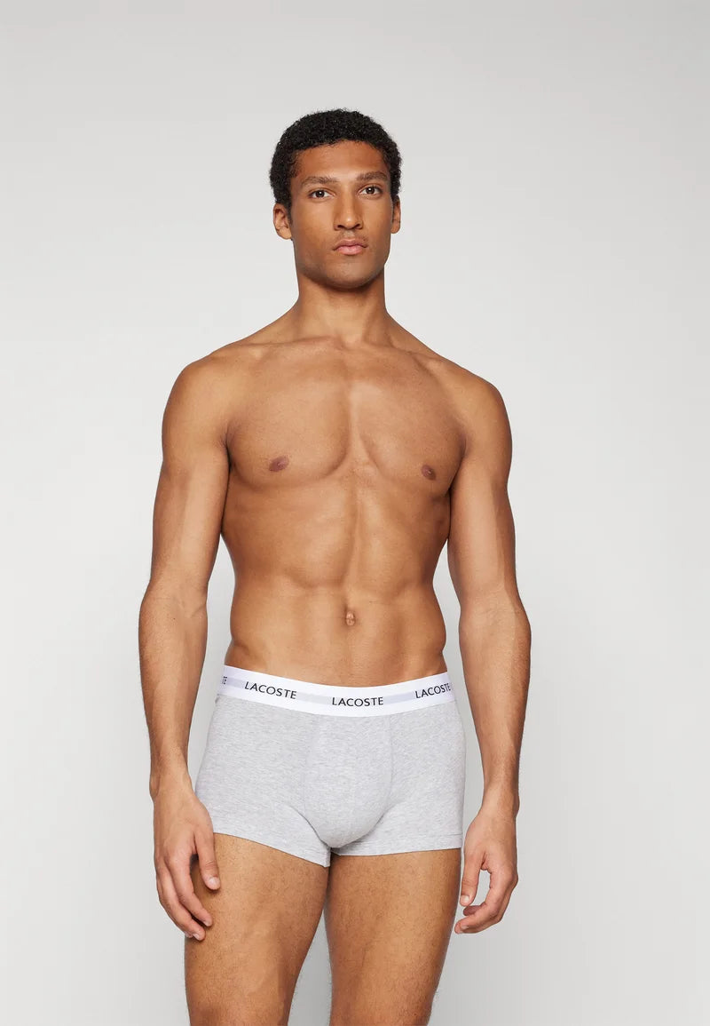 Lacoste Court Classic Stretch Trunks 3 Pack – černá, bílá, stříbrná