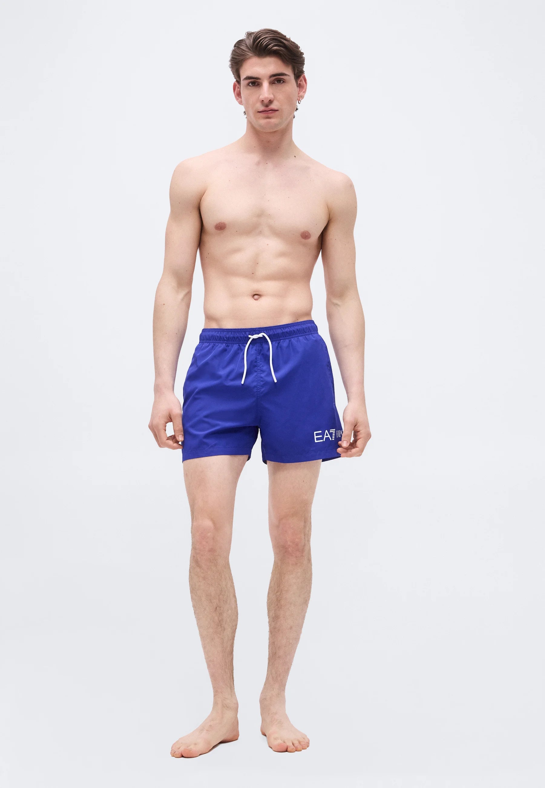 Plavecké šortky Emporio Armani EA7 Water Sport Extended Logo Boxer – Clematis Blue, White