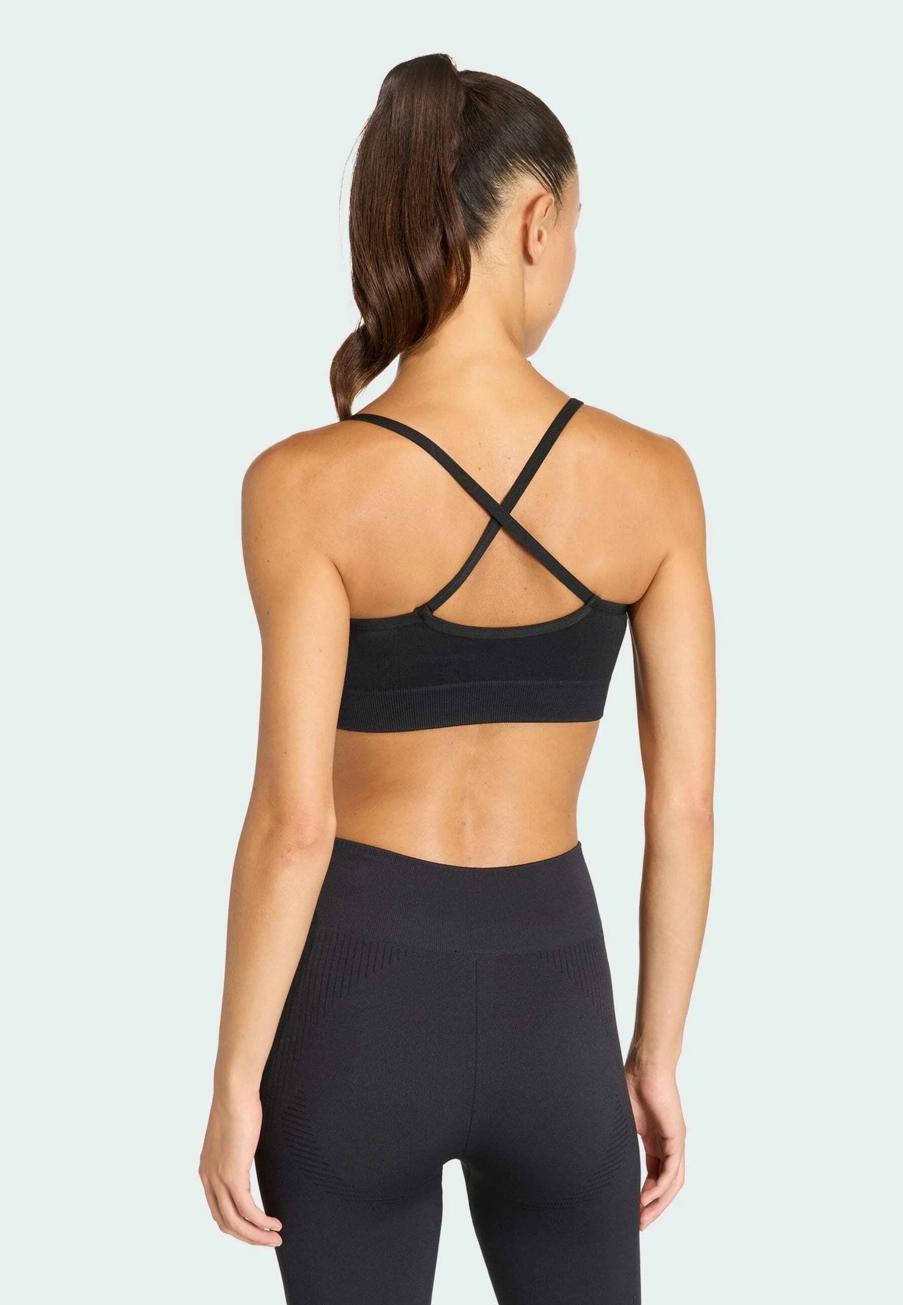 Adidas Performance Workout Essentials Knit Padded Light Support Sports Bra – Black