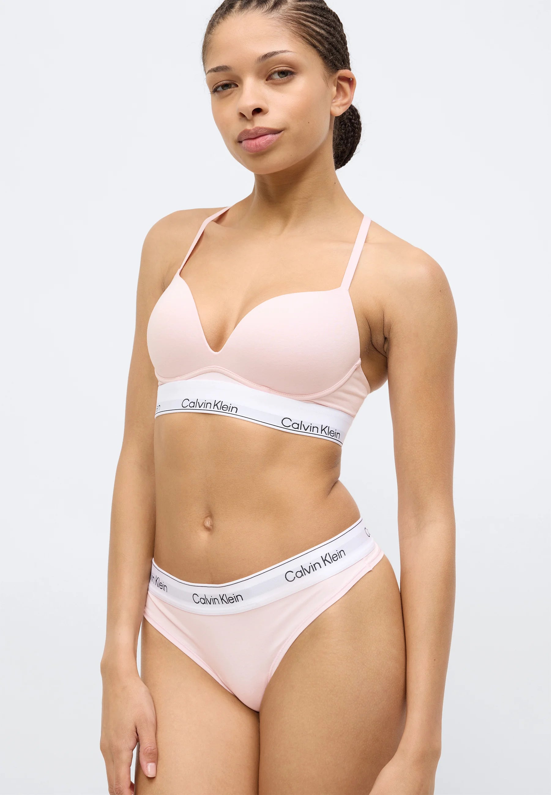 Dwupak stringów Calvin Klein – biały, kołysankowy róż