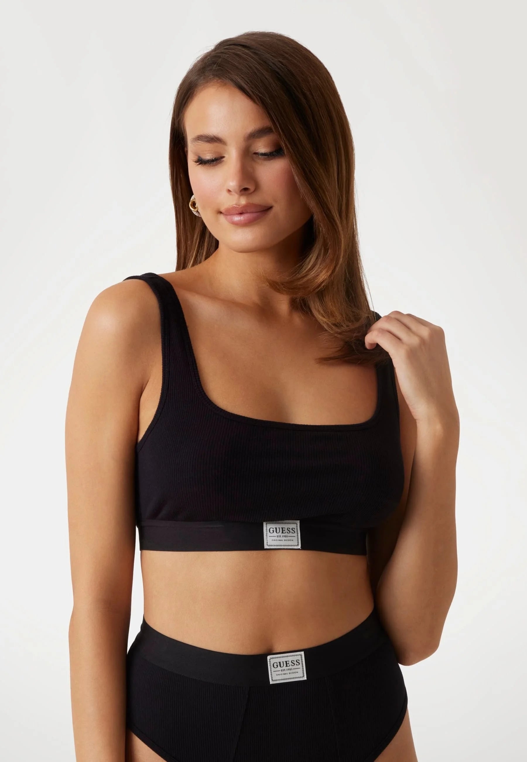 Guess Tessa gerippter Soft-BH – Schwarz
