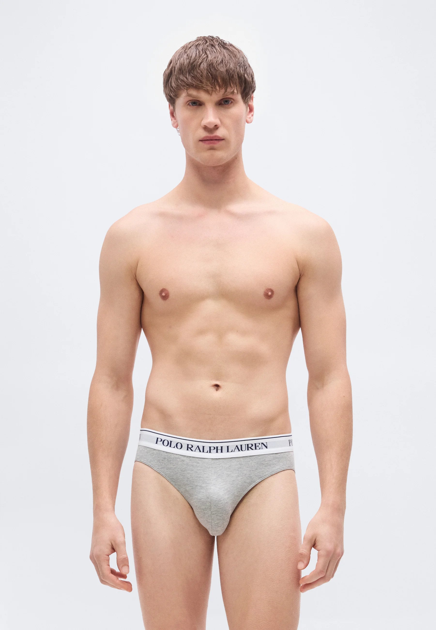 Slips Polo Ralph Lauren en coton stretch – Taille basse – Lot de 3 – Bleu, Bleu marine, Gris