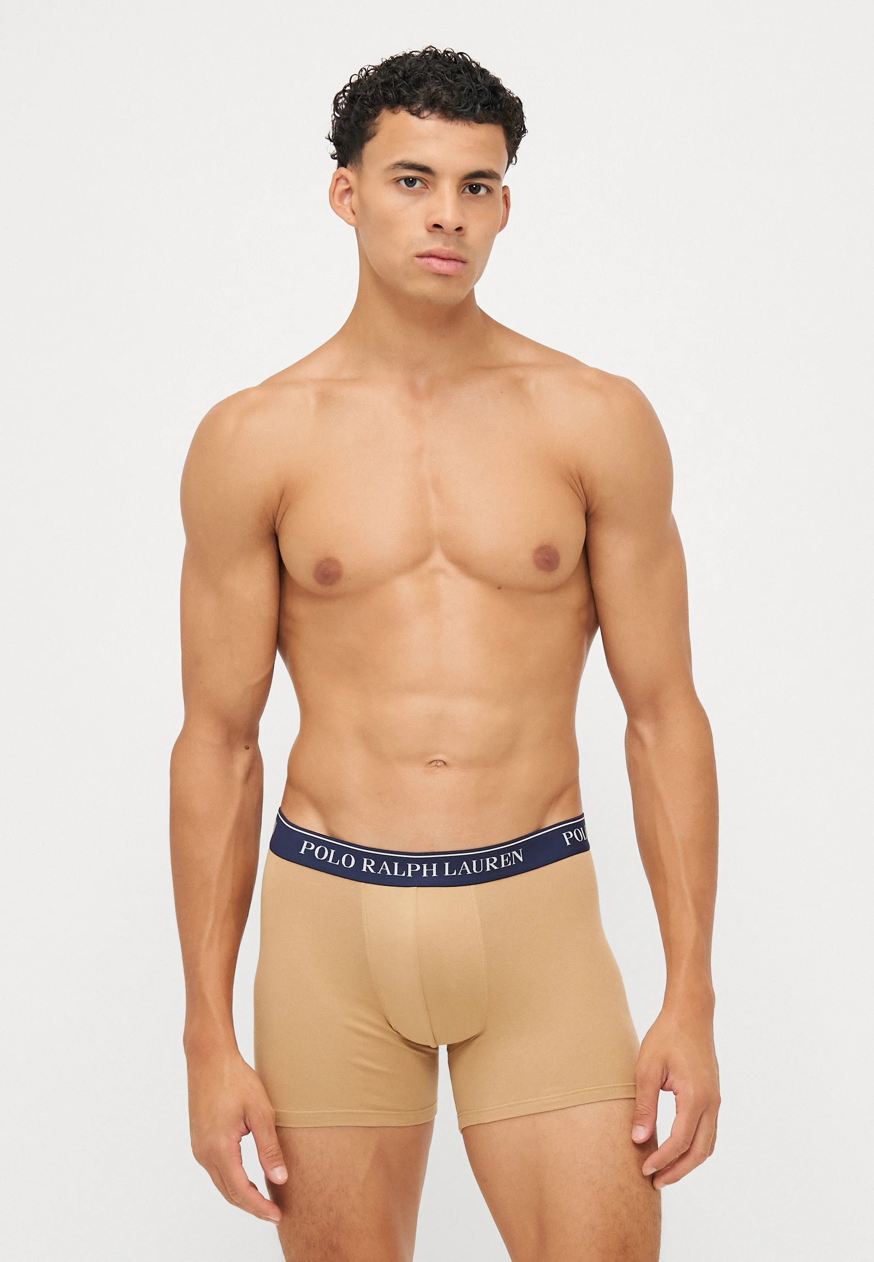 Polo Ralph Lauren Cotton Stretch Boxer Briefs – 3 Pack – Camel, Light Blue, Navy