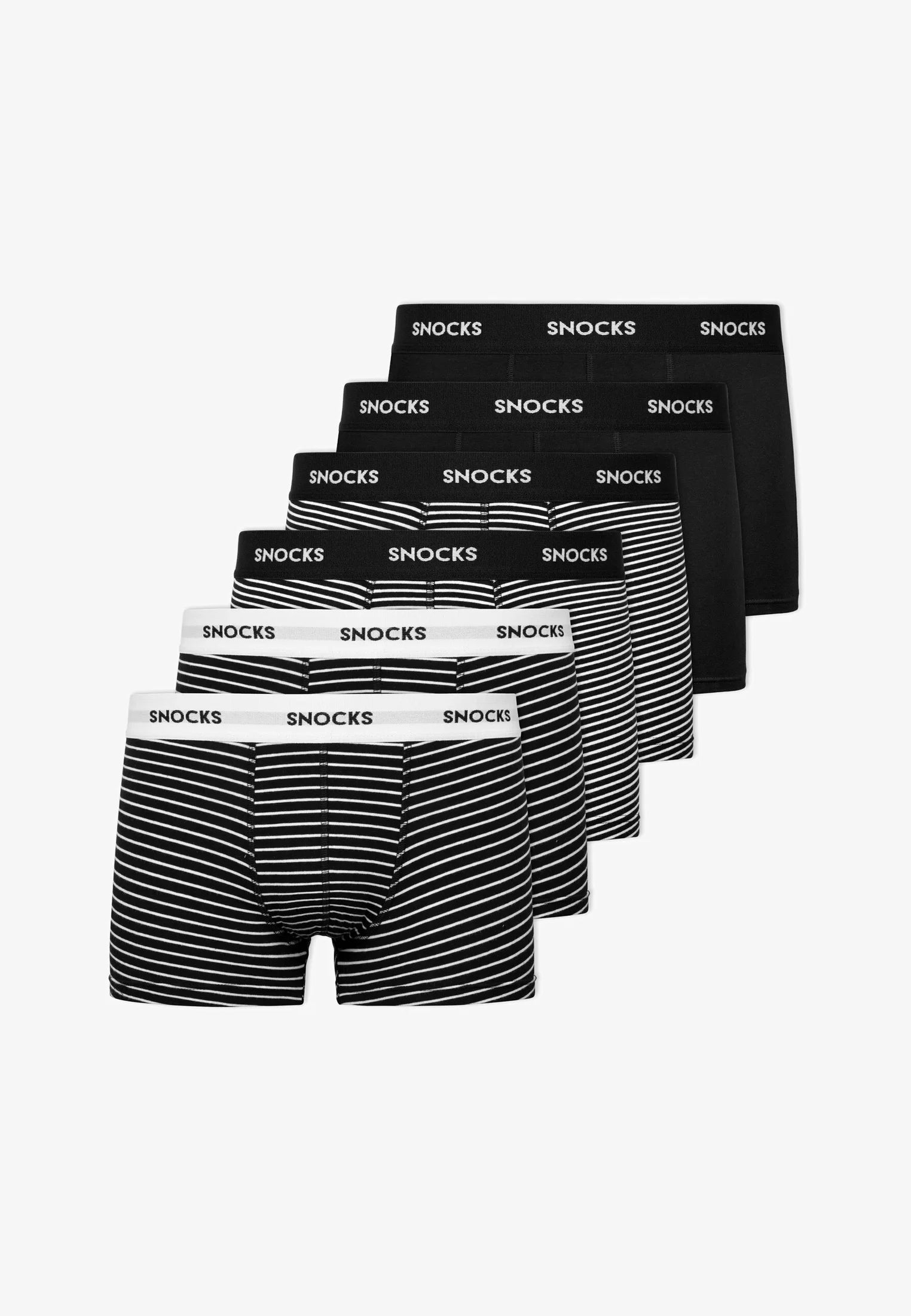 SNOCKS Lot de 6 boxers avec ceinture colorée – Ensemble à rayures noires