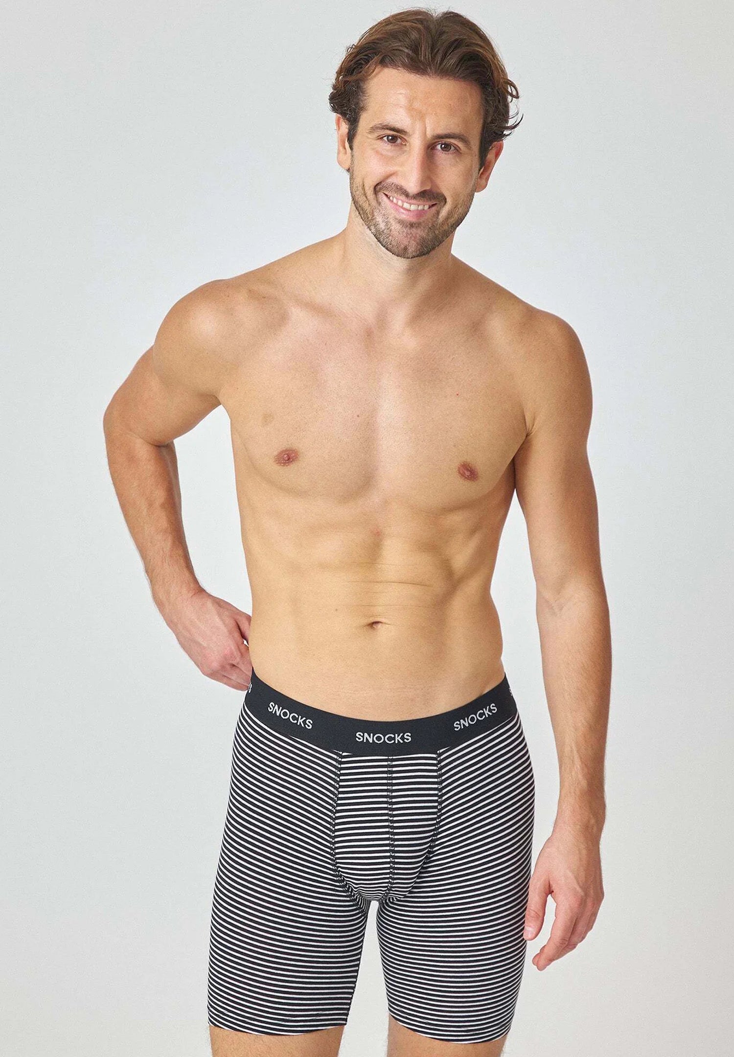 SNOCKS Boxer à jambe longue – Ensemble à rayures noires