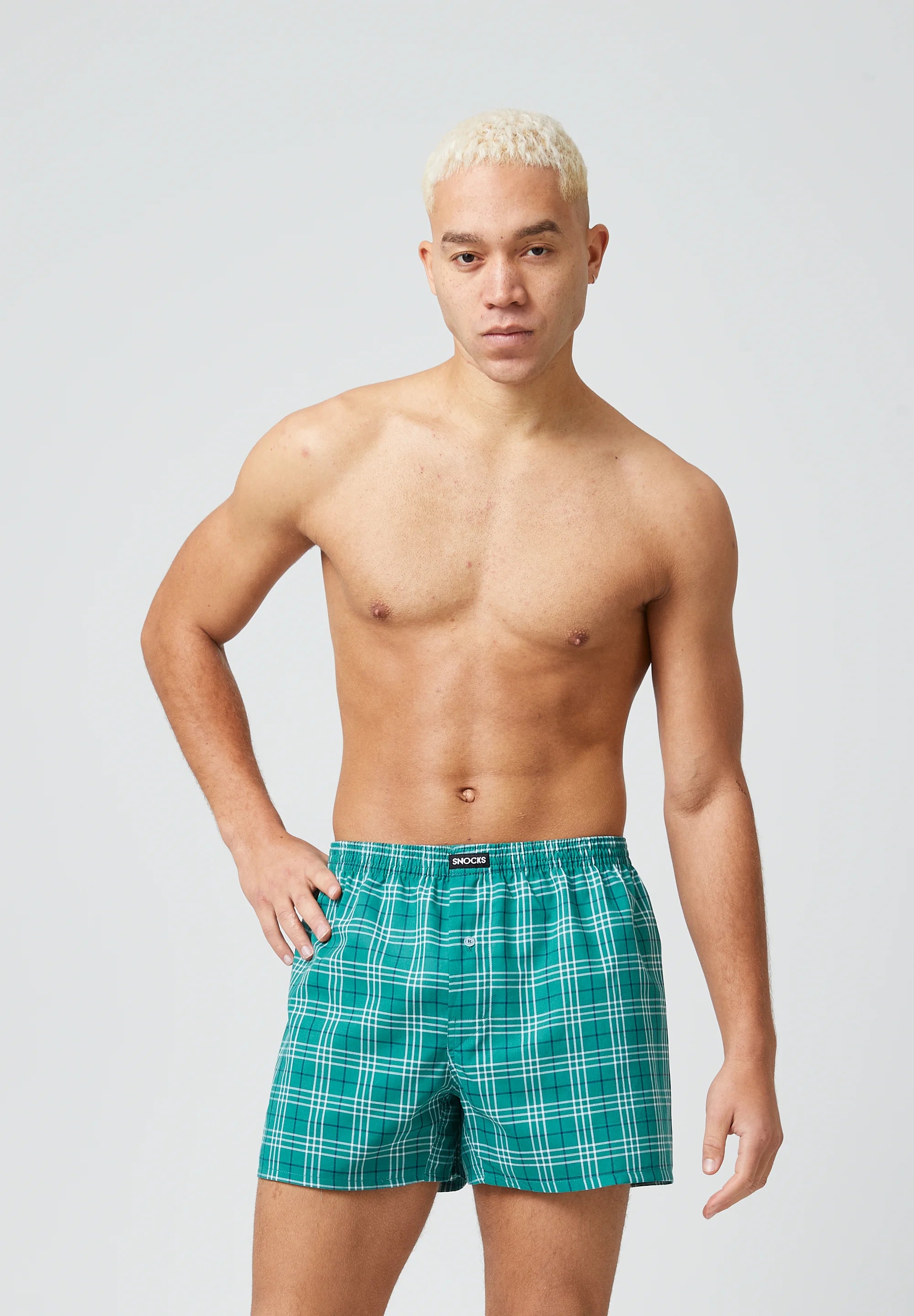 SNOCKS American 3 Pack Boxer Shorts – Green Pattern Mix