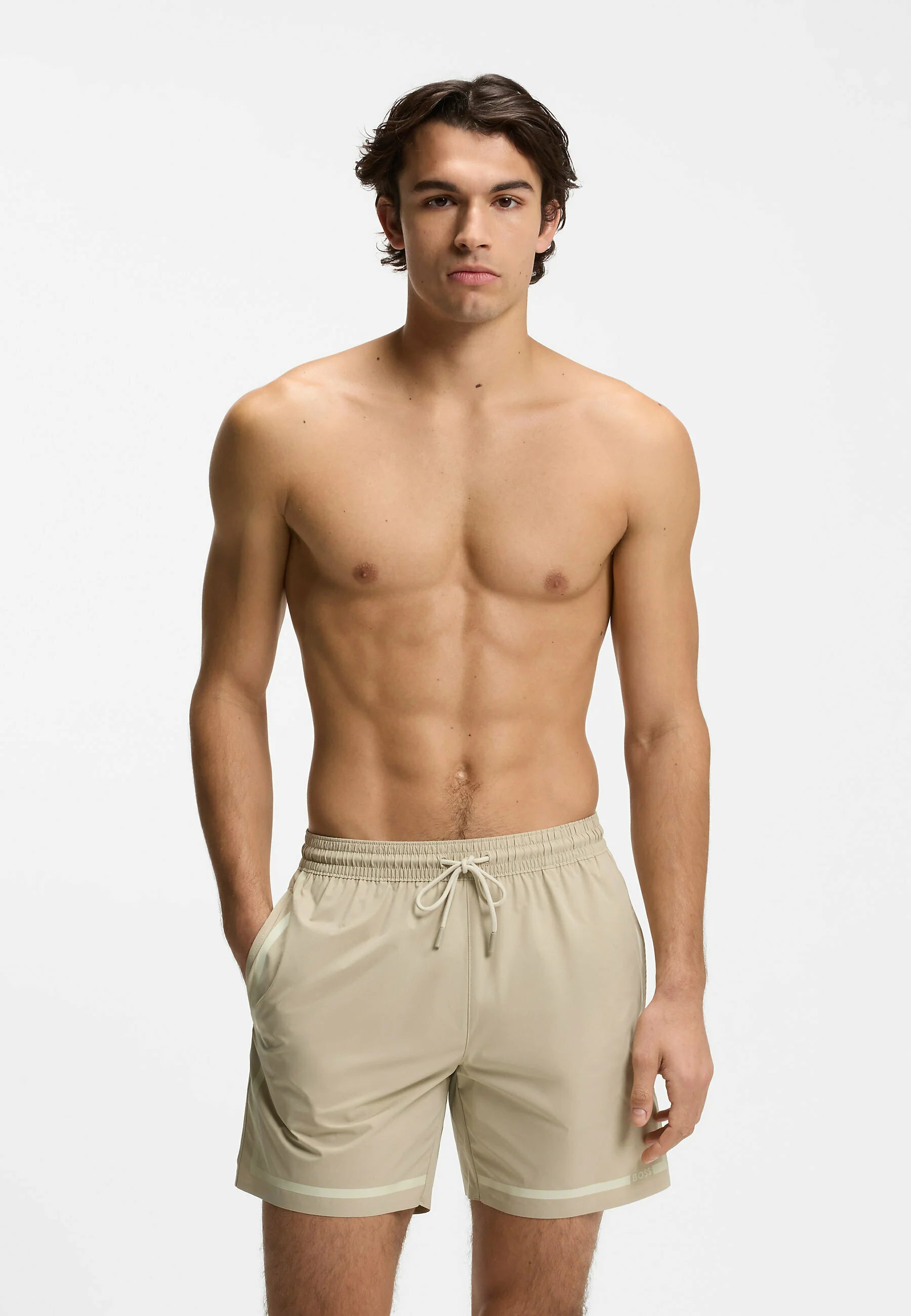 BOSS Vital Trunks Badeshorts – Hellbeige Four