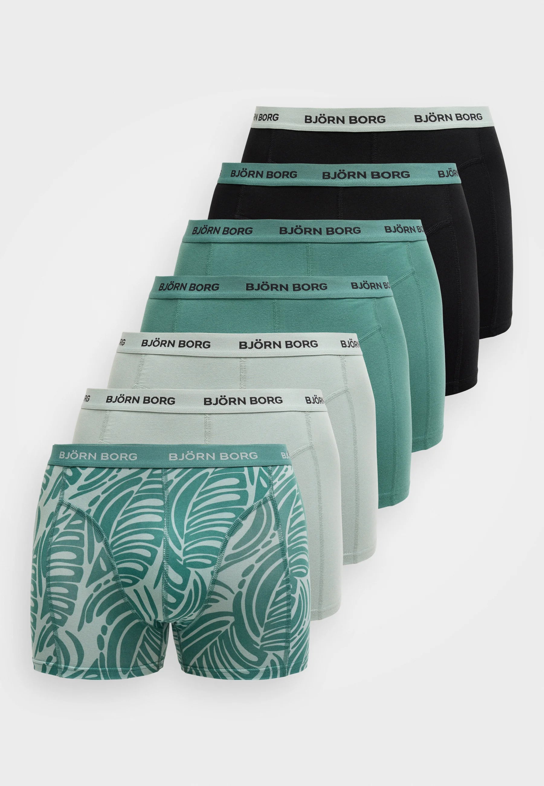 Björn Borg Stretch 7 Pack Trunks – Black, Green, Mixed Colours