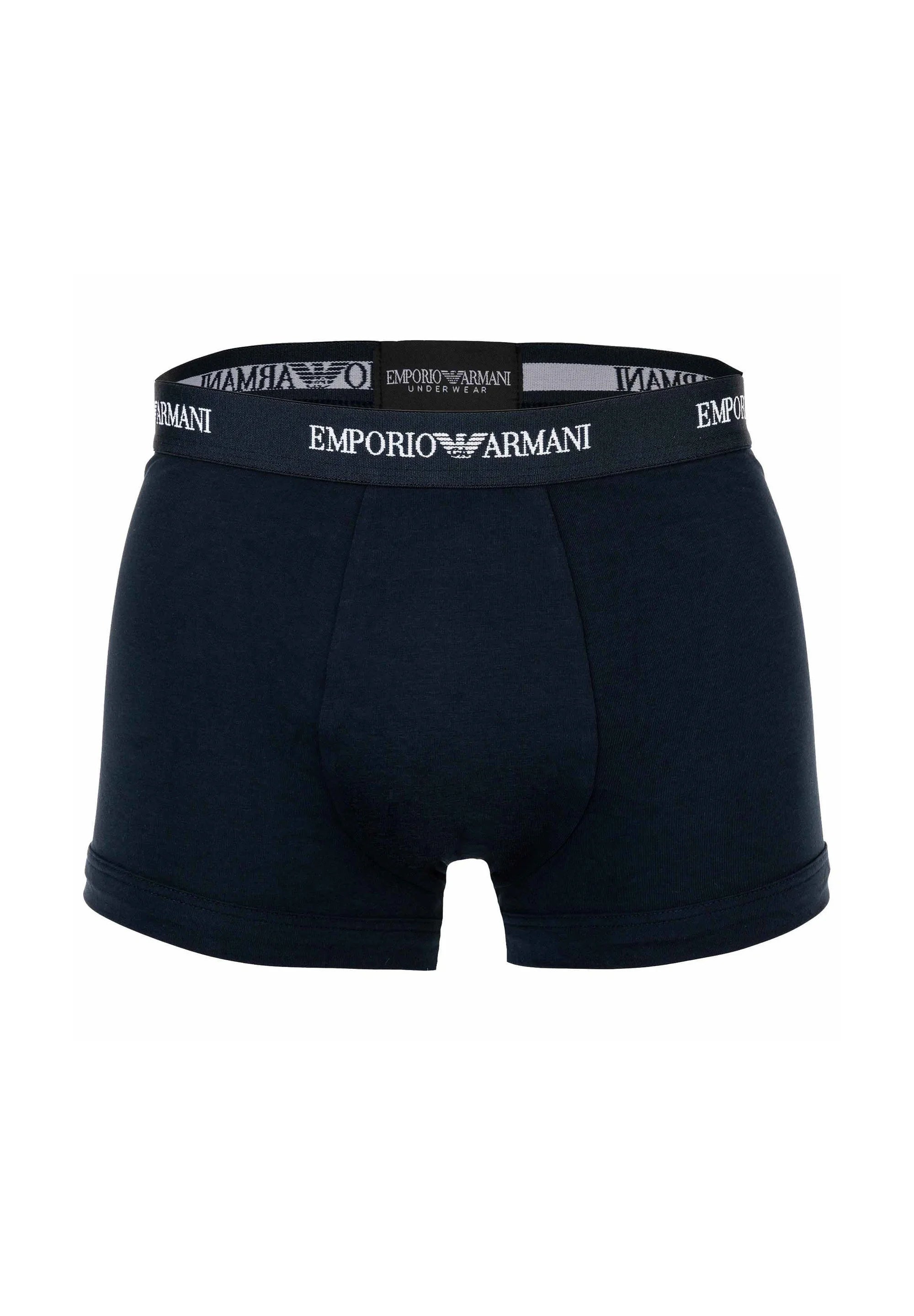 Lot de 3 boxers Emporio Armani en coton stretch de qualité supérieure – Blanc, Bleu Armani, Noir