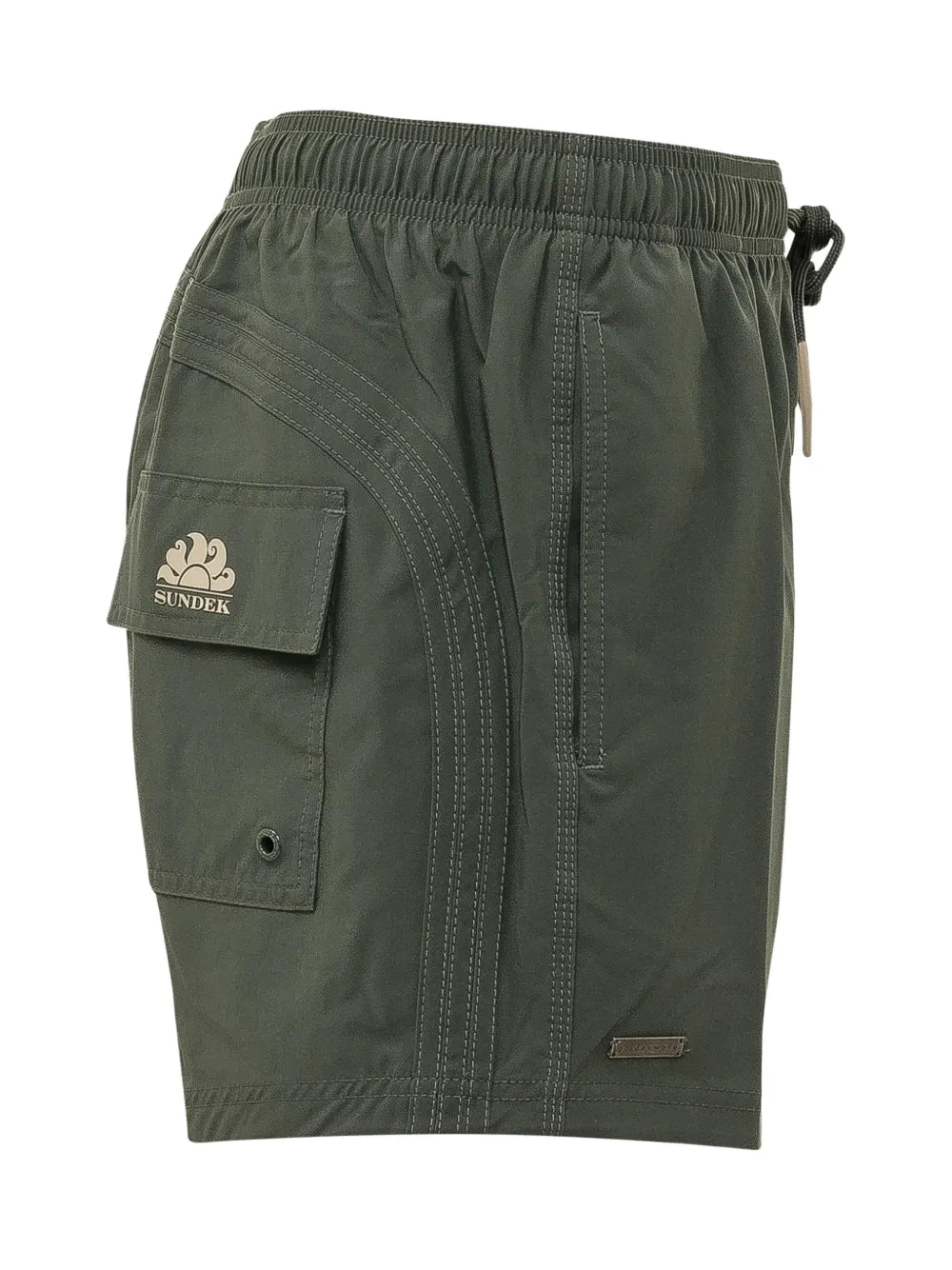 SUNDEK Logo Patch Drawstring Swim Shorts – Pine Green