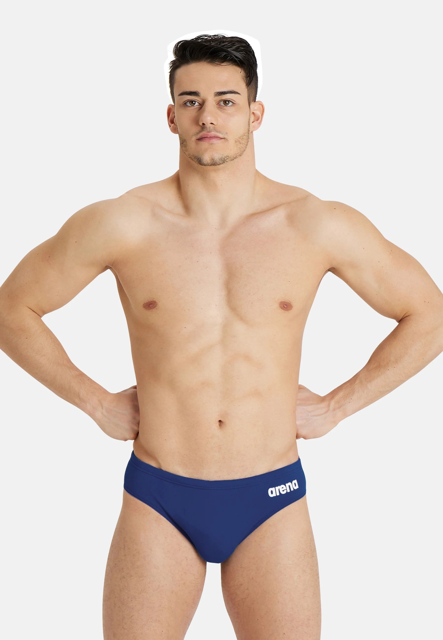 Slip de Bain Arena Team Solid – Bleu Marine, Blanc