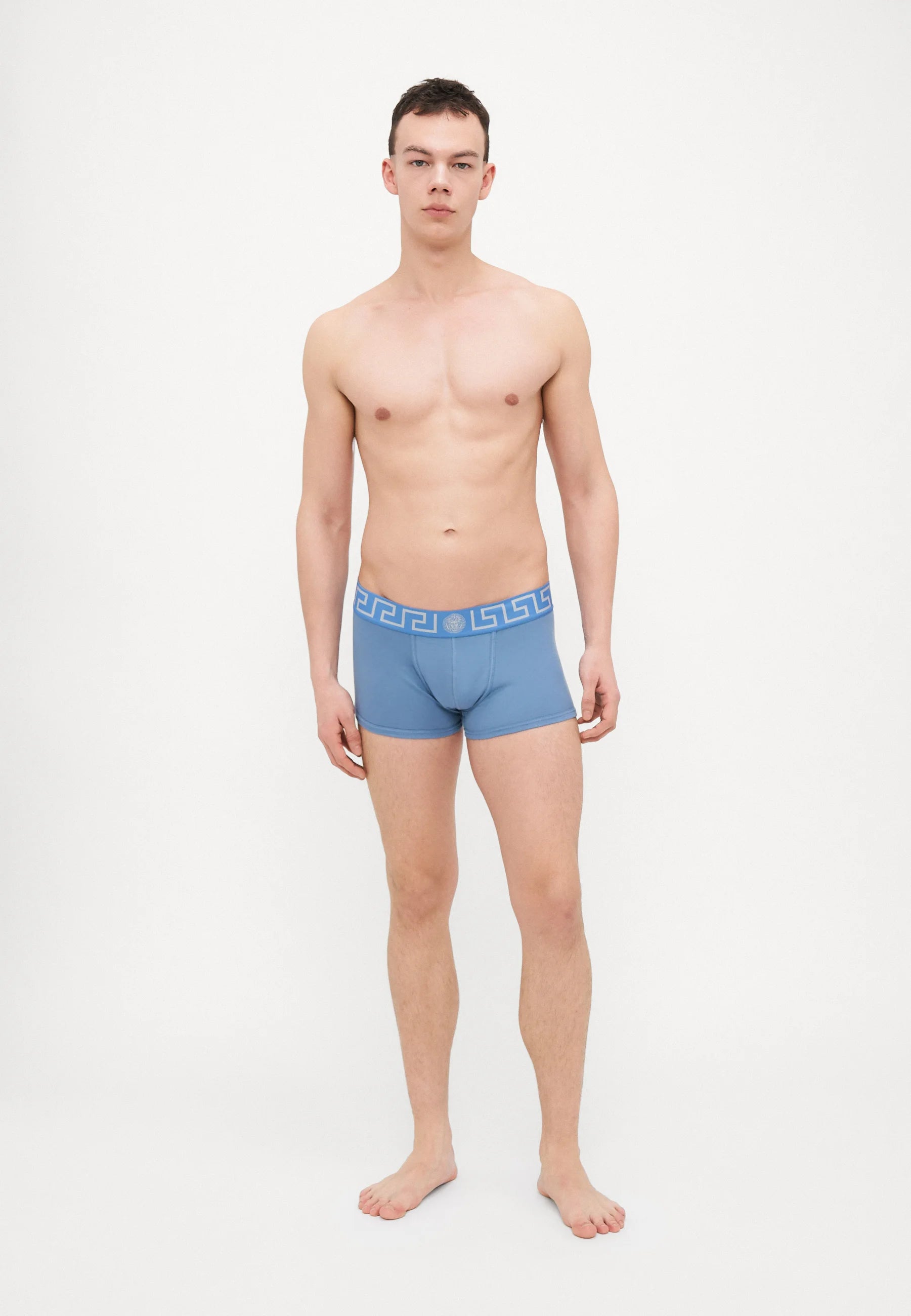 Bavlněné Stretch Versace Low Rise Trunks – Stone Blue, Silver