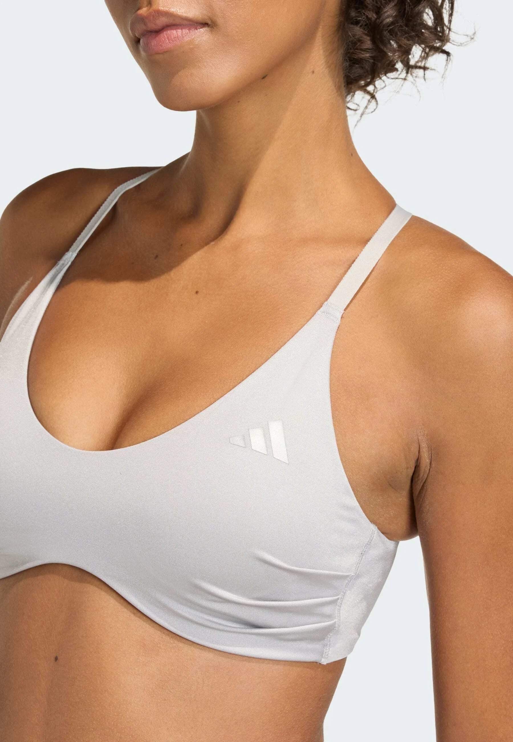 Adidas Performance Optime Essentials Workout Shine Light Support Sports Bra – Grey Two