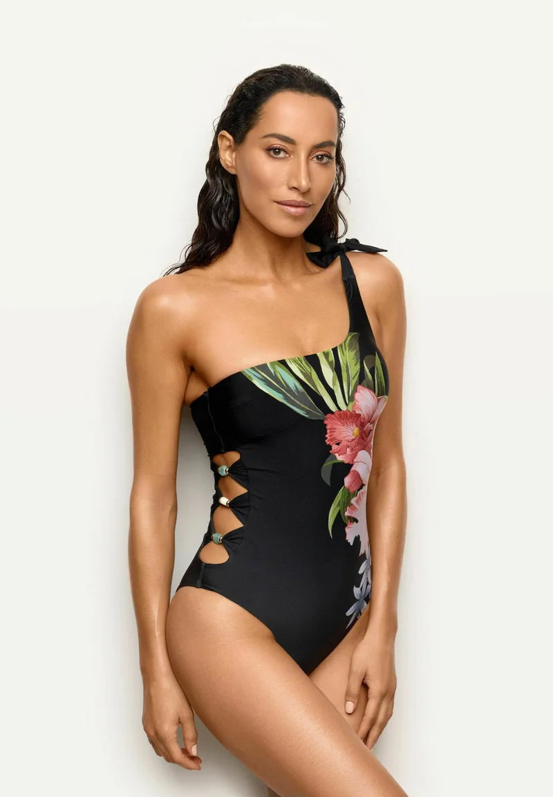 Yamamay Tahiti II Badeanzug – Schwarz geblümt