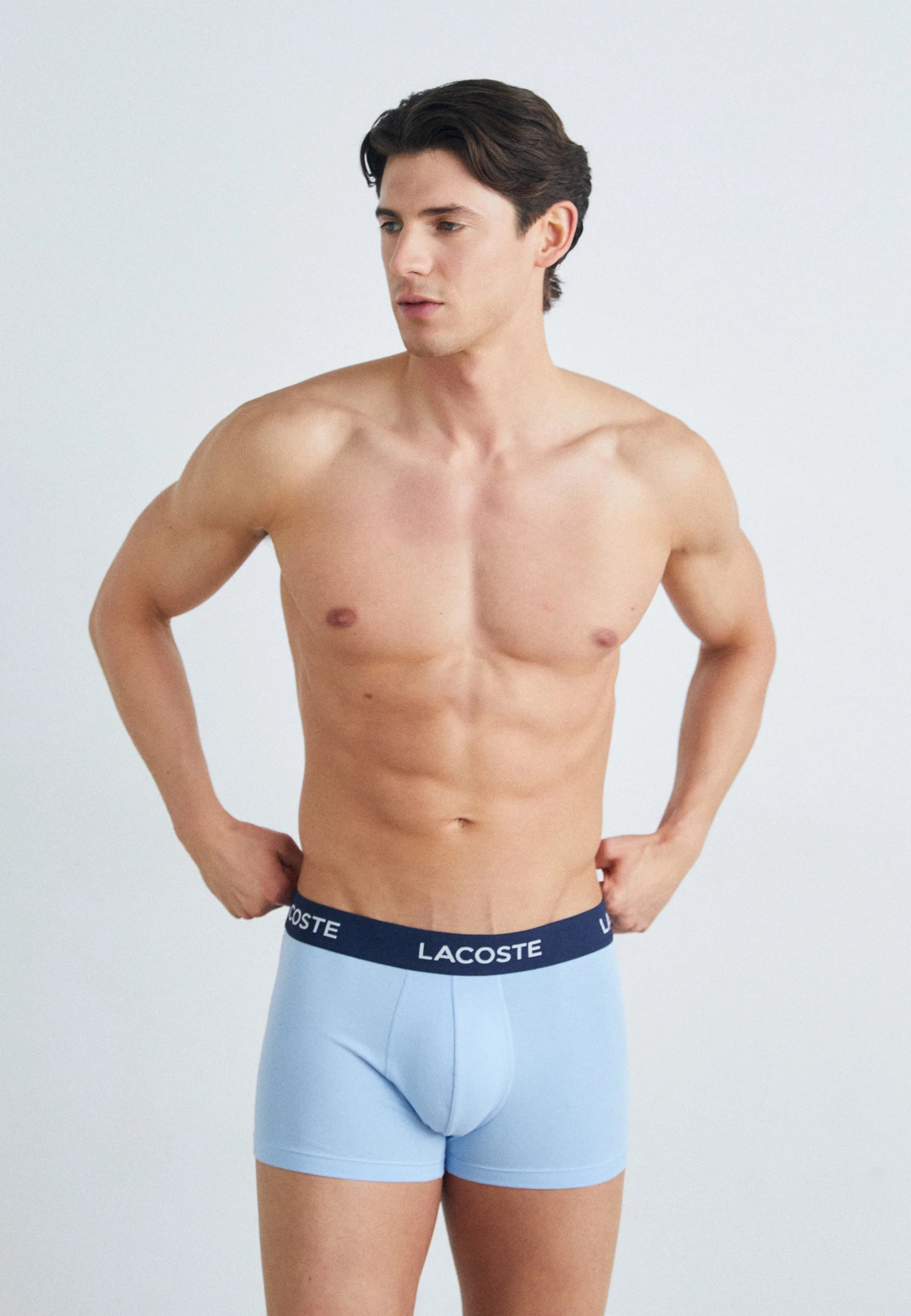 Lacoste Classic Stretch Trunks 3er-Pack – Dunkelblau, Hellblau
