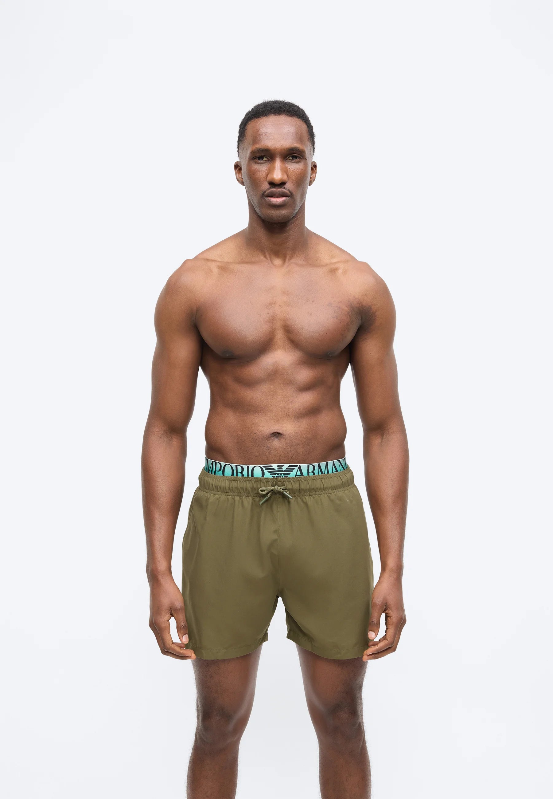 Pantaloncini da bagno Emporio Armani EA7 con logo - Oliva