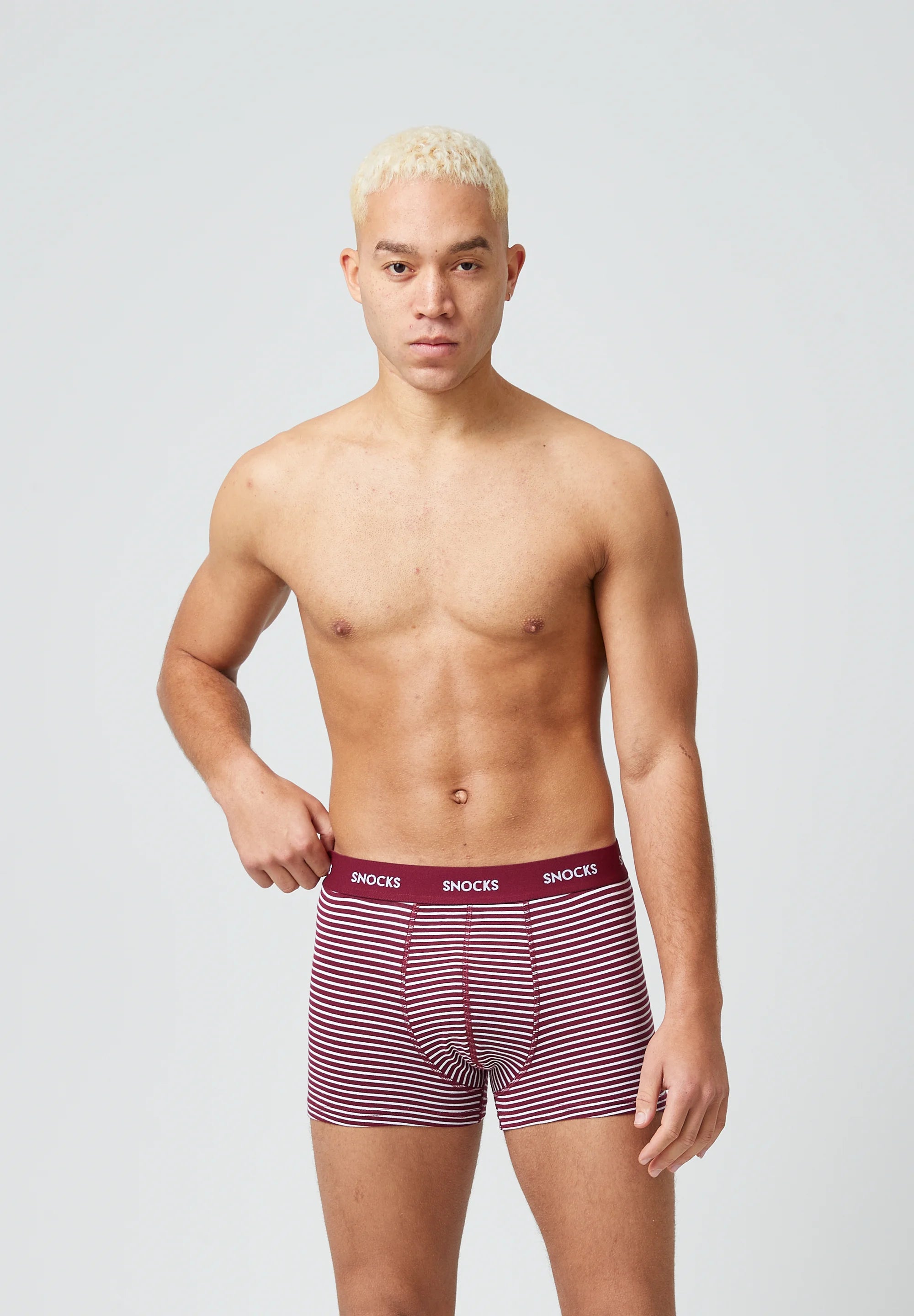 SNOCKS Lot de 6 boxers avec ceinture colorée – Ensemble à rayures rouges