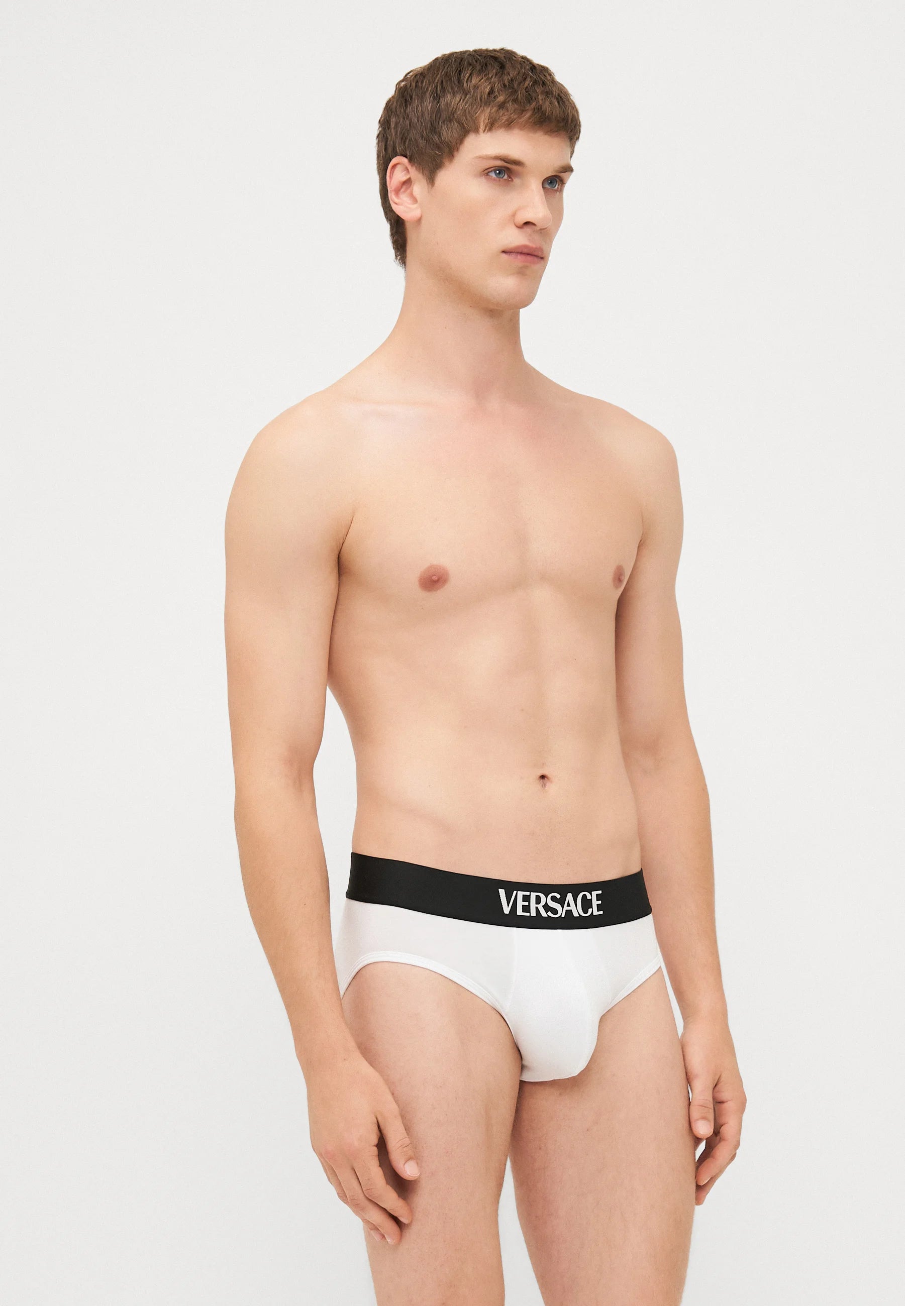 Versace Cotton Stretch Briefs – Low Rise – 2 Pack – Optical White