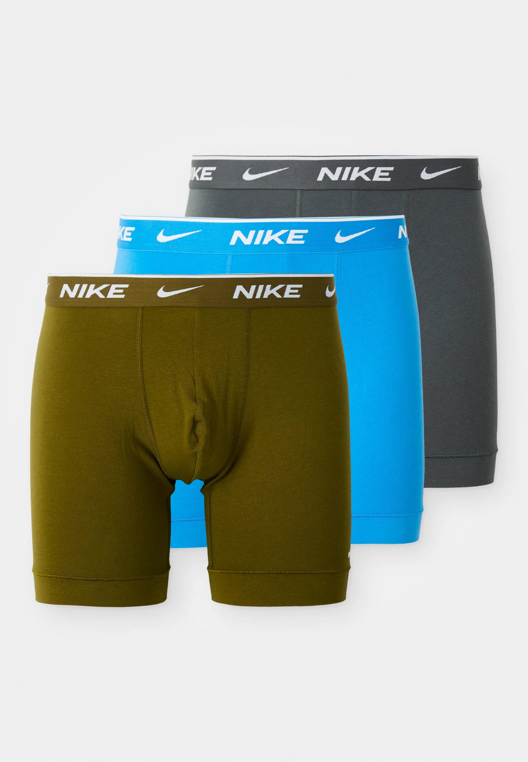 Nike Underwear 3 Pack Trunks – Light Photo Blue, Olive, Iron Grey