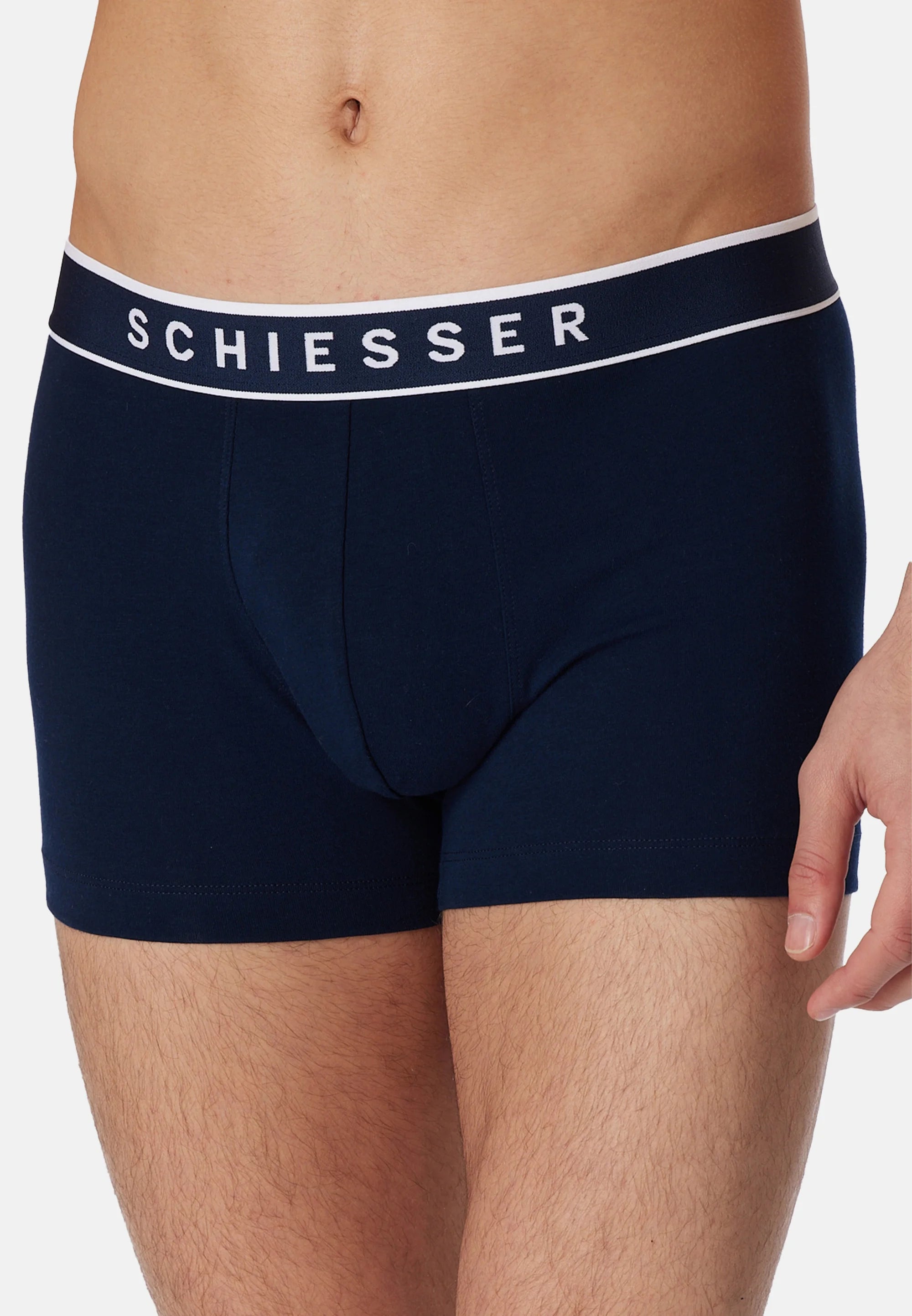 Schiesser Cotton Stretch Trunks – Black, Dark Blue, Grey