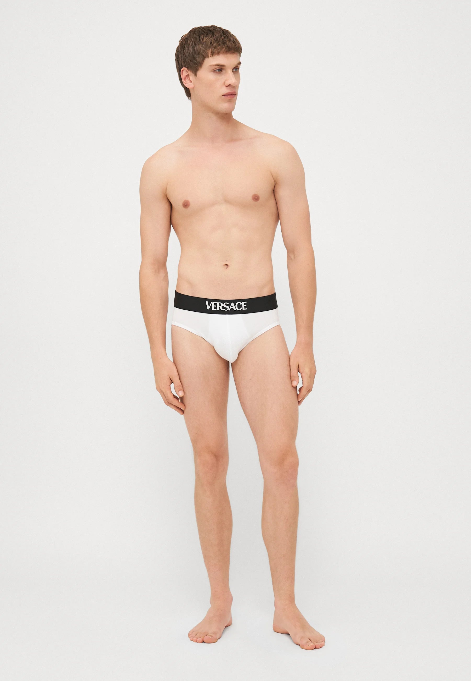 Versace Cotton Stretch Briefs – Low Rise – 2 Pack – Optical White