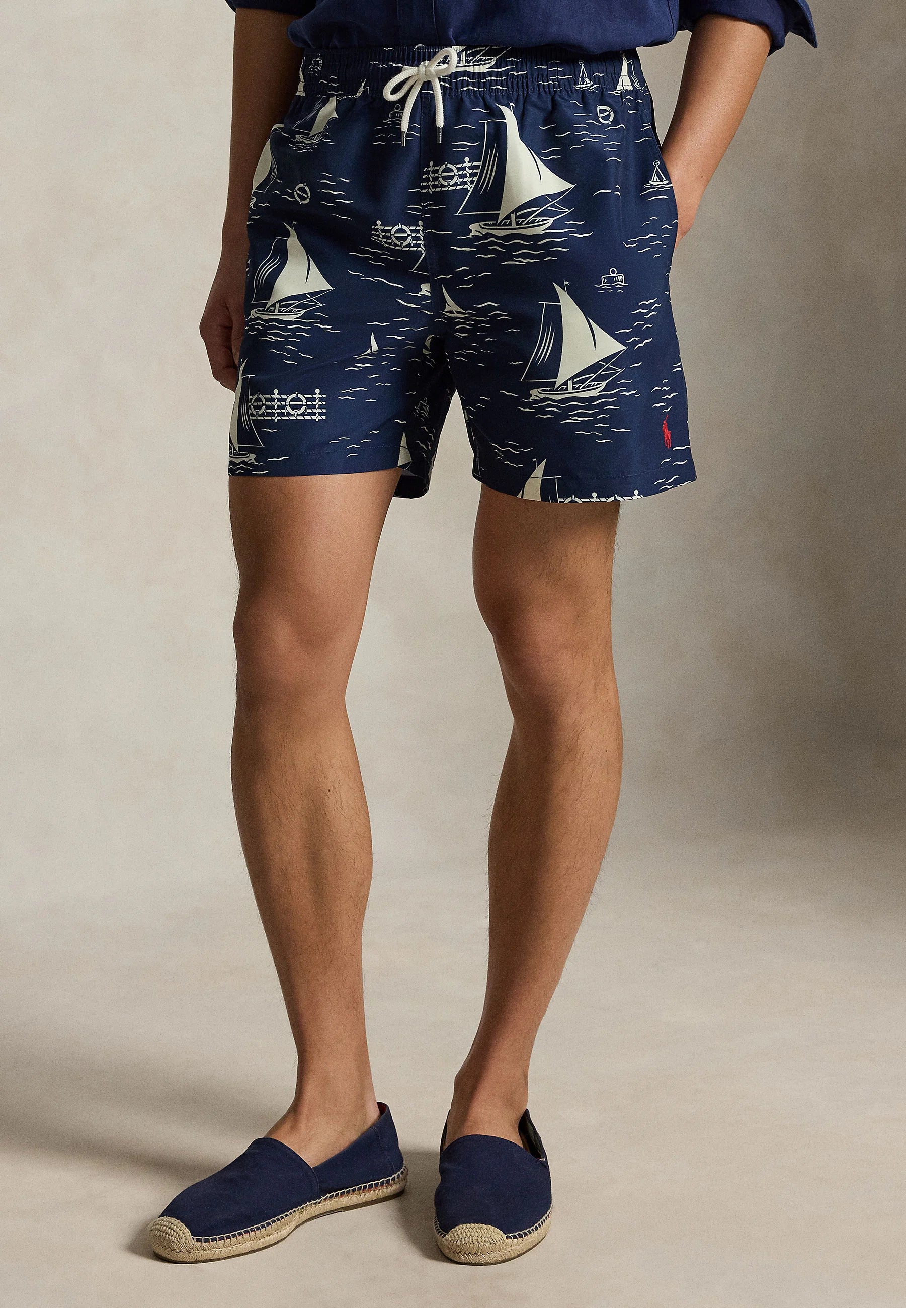 Polo Ralph Lauren Sailboat Traveler Swim Shorts – Blue, White