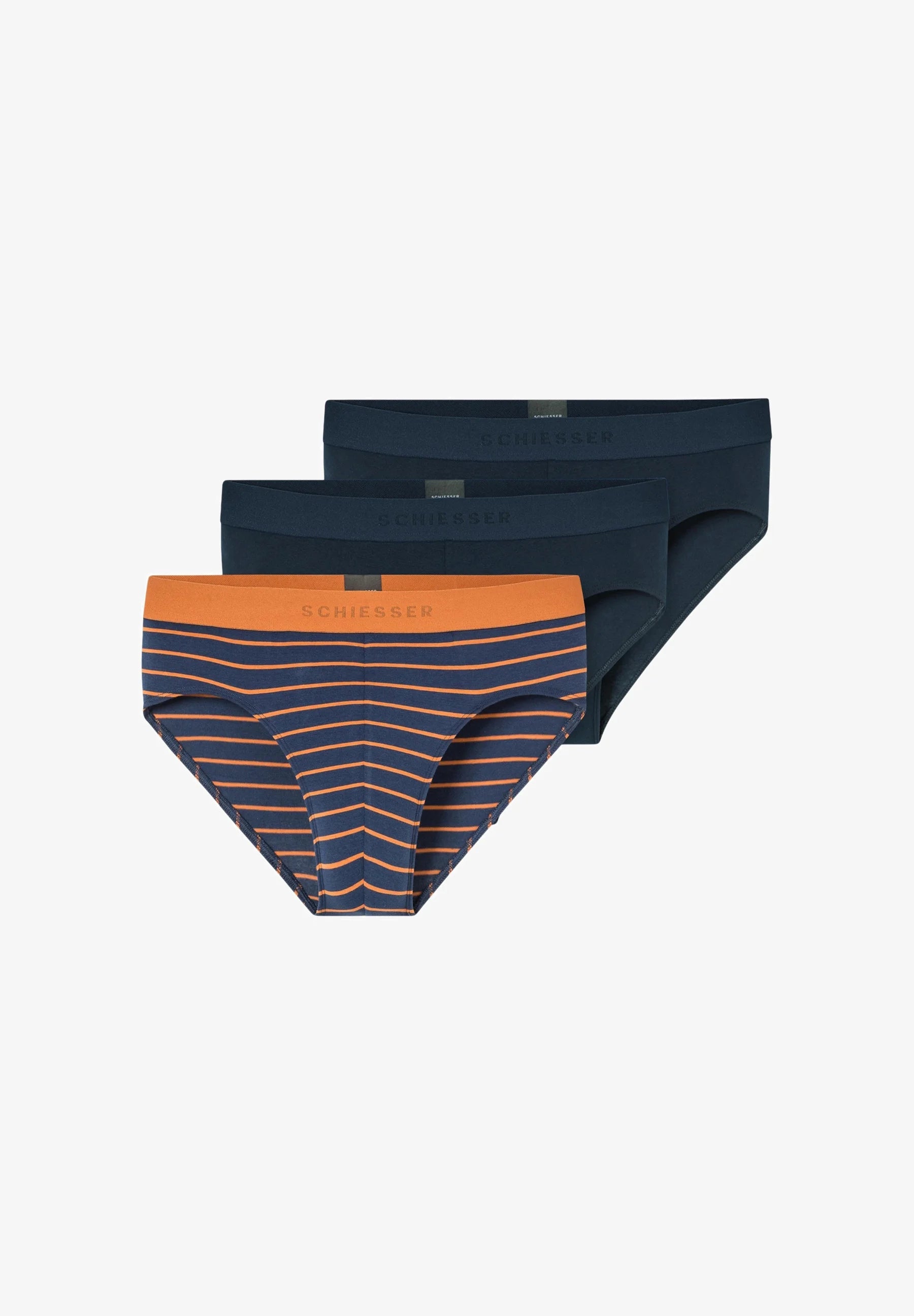 Schiesser Essential Cotton Briefs – Dark Blue, Orange