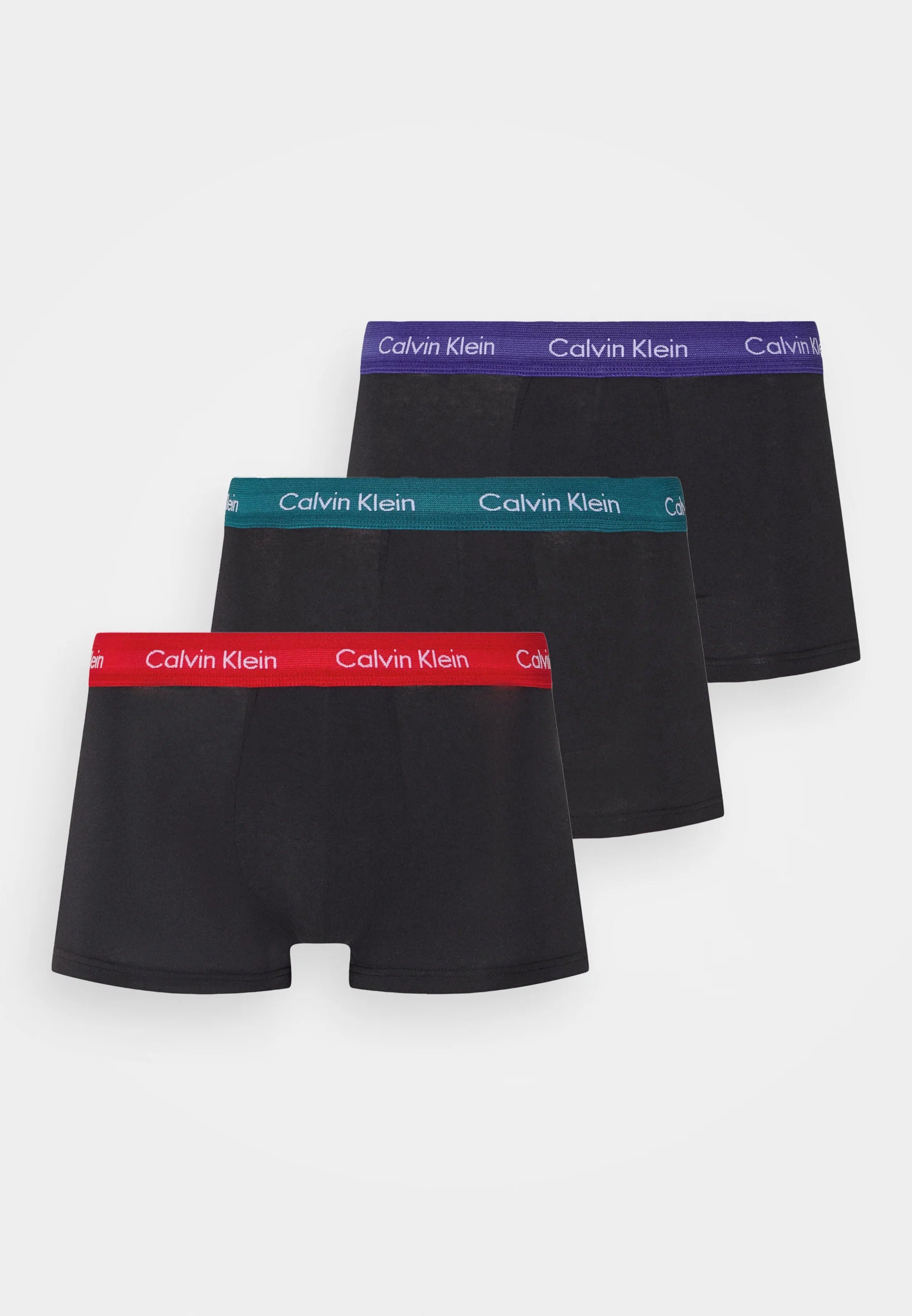Boxer Calvin Klein in cotone elasticizzato – Confezione da 3 – Nero con cinturini blu, neri e verdi