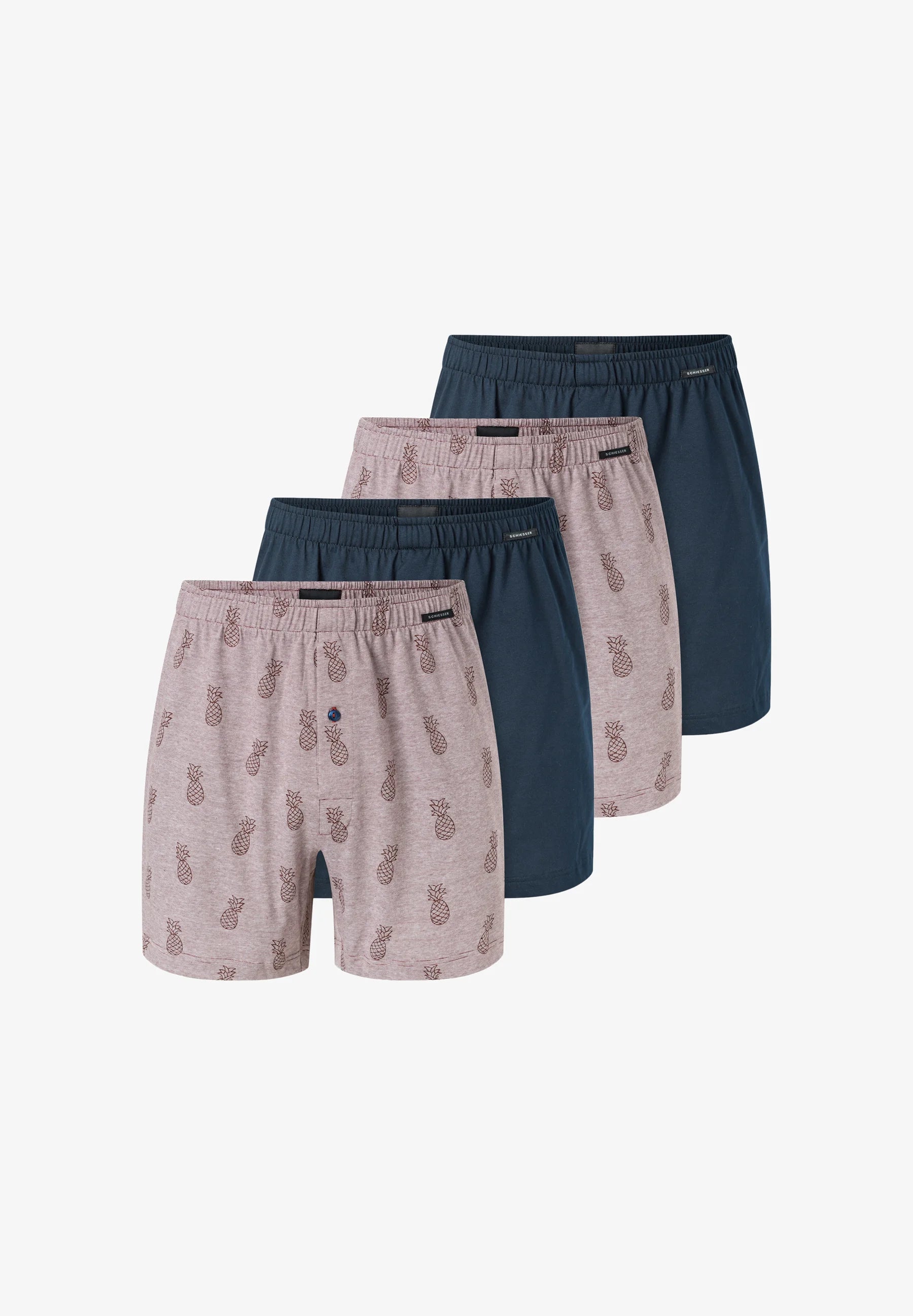 Schiesser Classic Cotton Boxer Shorts 4 Pack – Dark Blue, Red