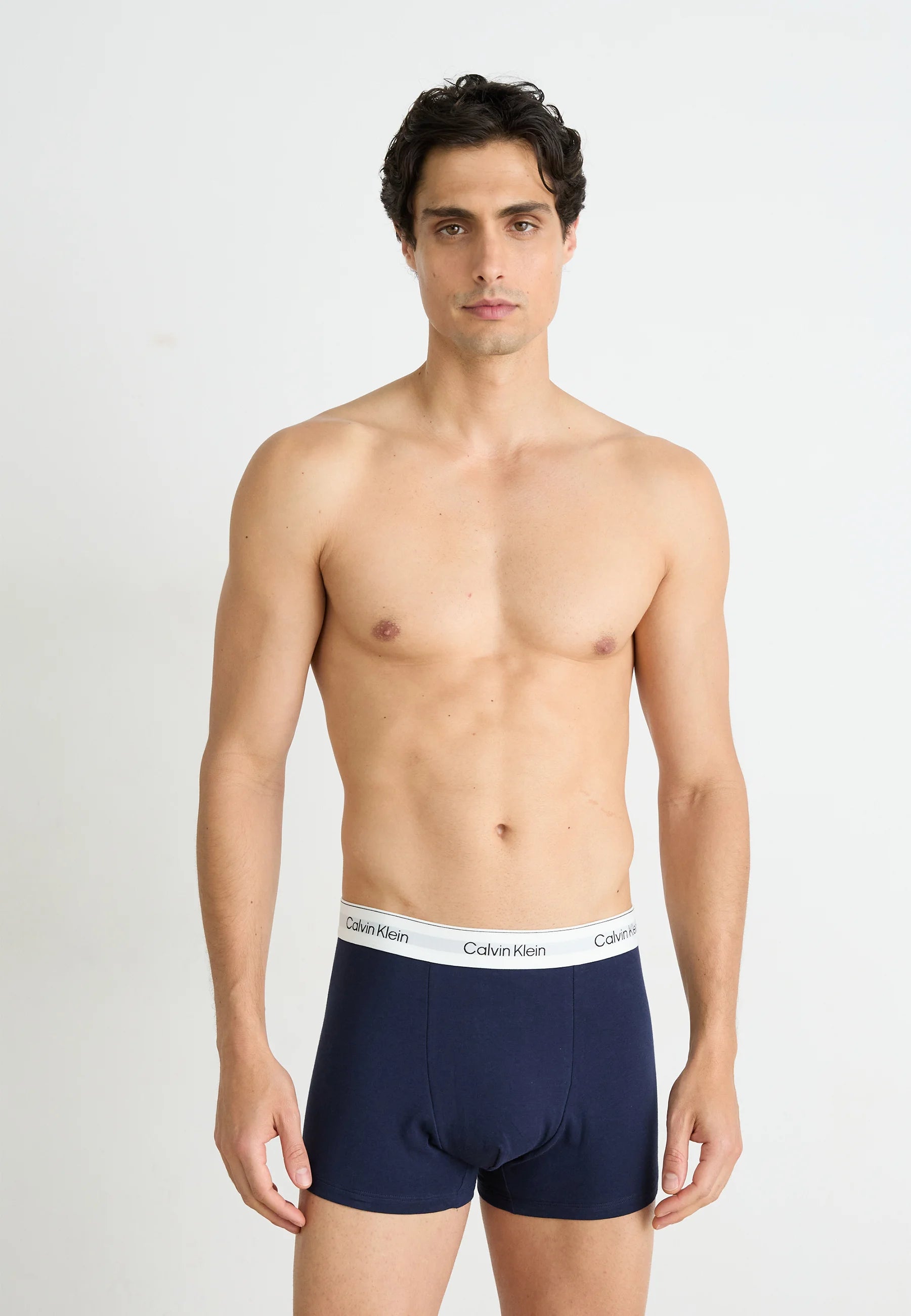 Calvin Klein Icon Cotton Stretch Relaxed Fit Trunks – 3 Pack – Shoreline, Grey Heather, Lively Teal