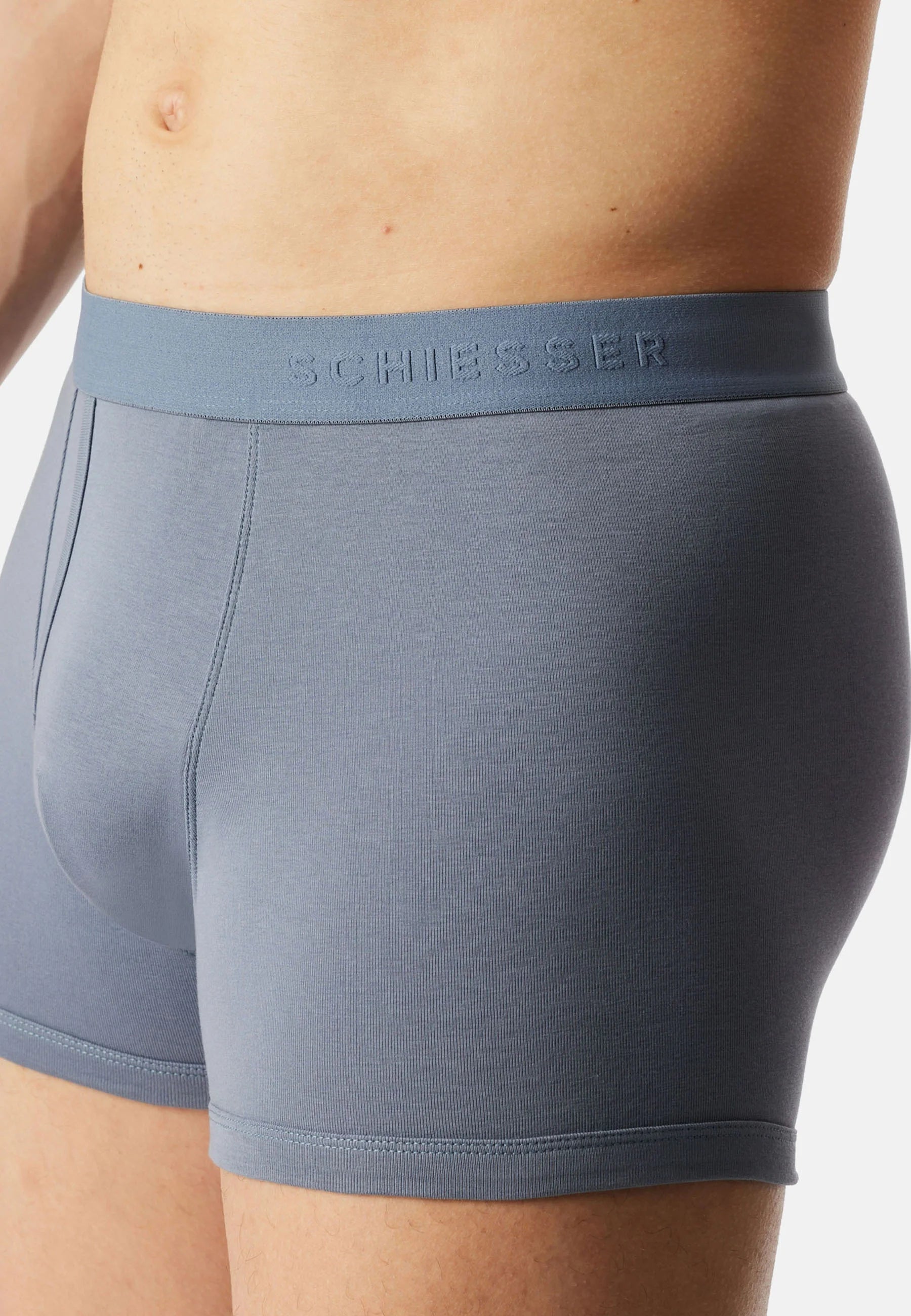 Schiesser Cotton Rib Trunks – Blue Grey