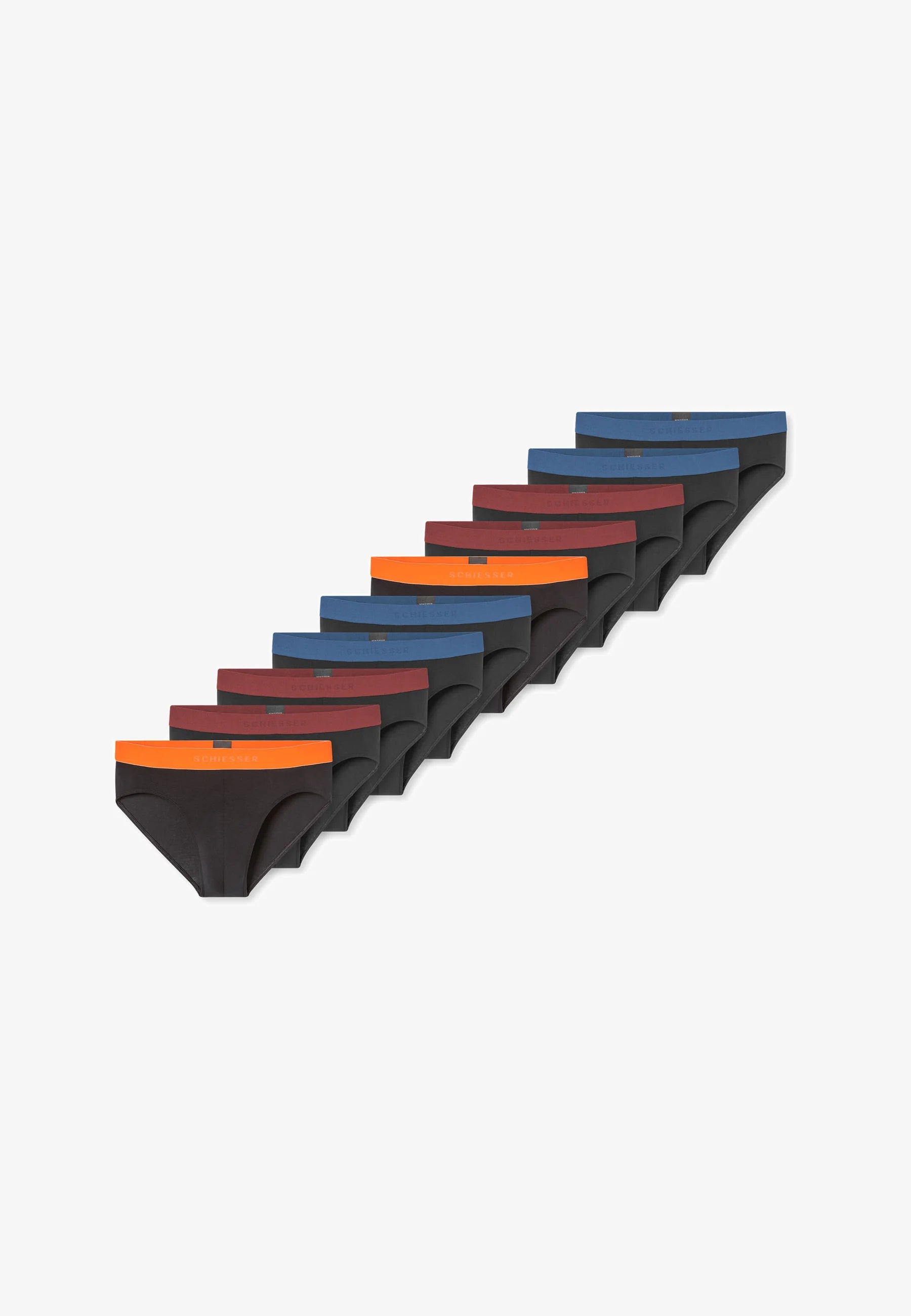 Schiesser 95 5 10 Pack slipy – černé, modré, červené