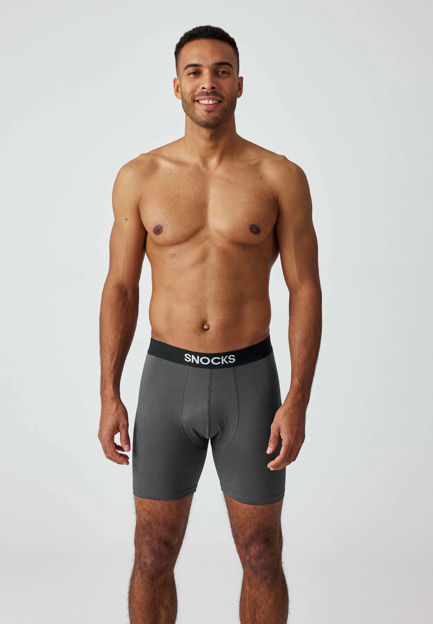 SNOCKS Long Leg Boxer Briefs – Black, Grey, Dark Blue