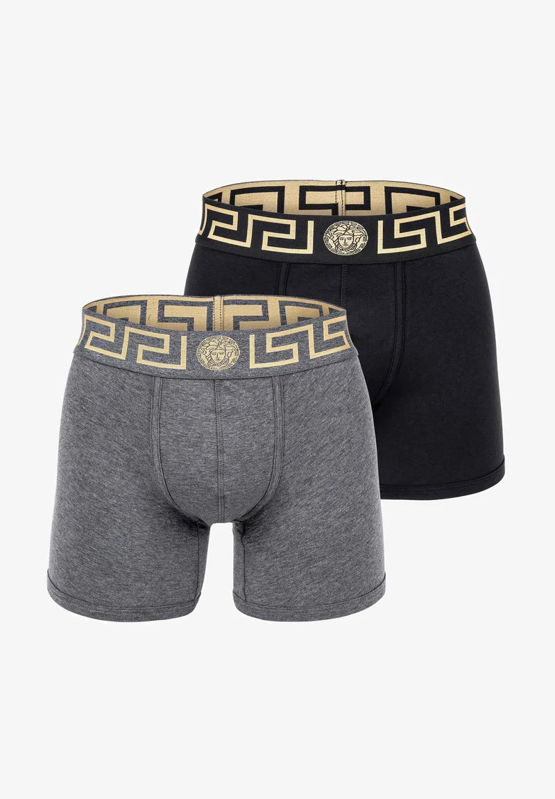 Bavlněné Stretch Trunks Versace – 2 balení – černá, šedá