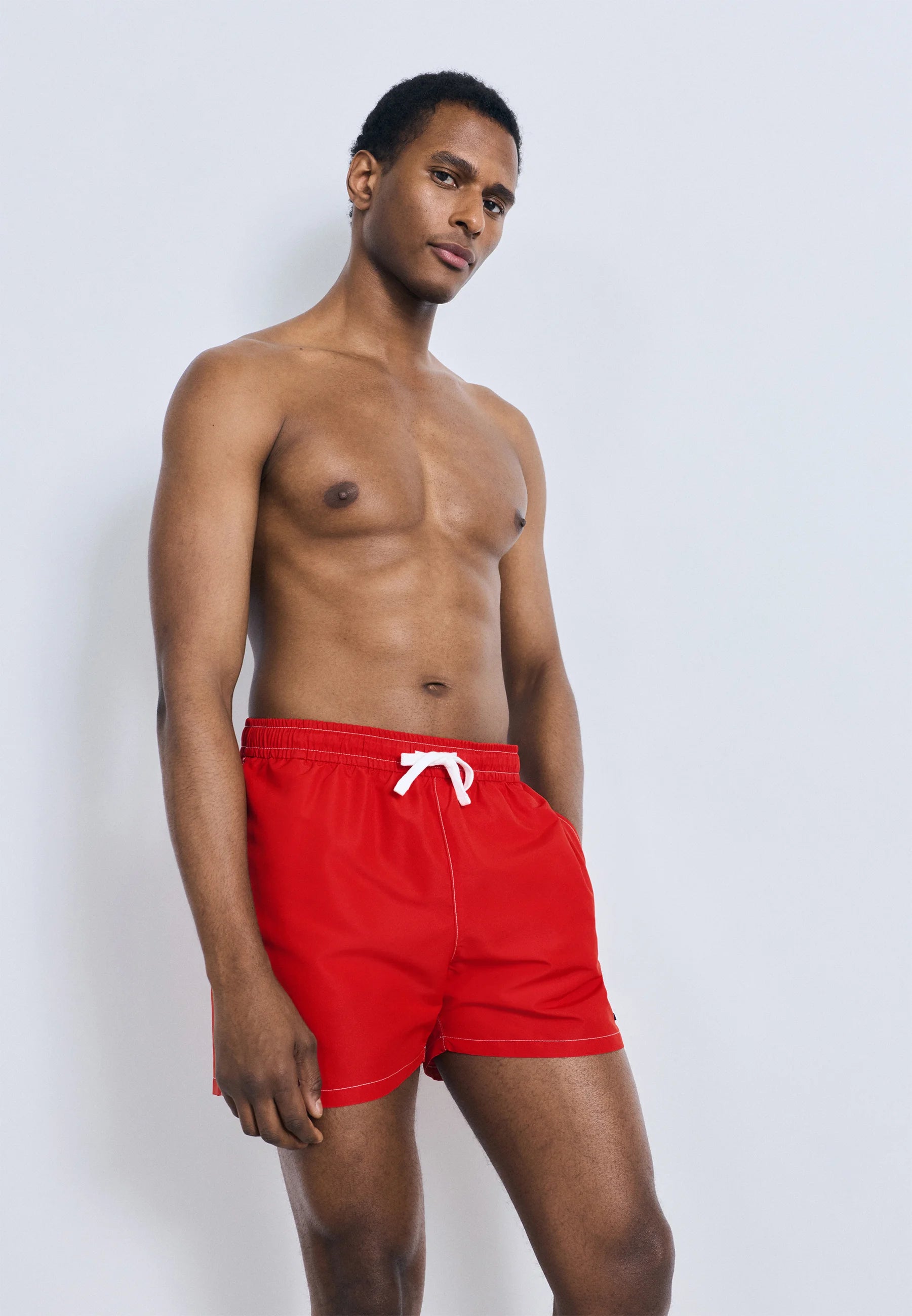 Plavecké šortky Tommy Hilfiger Heritage Logo – Deep Crimson