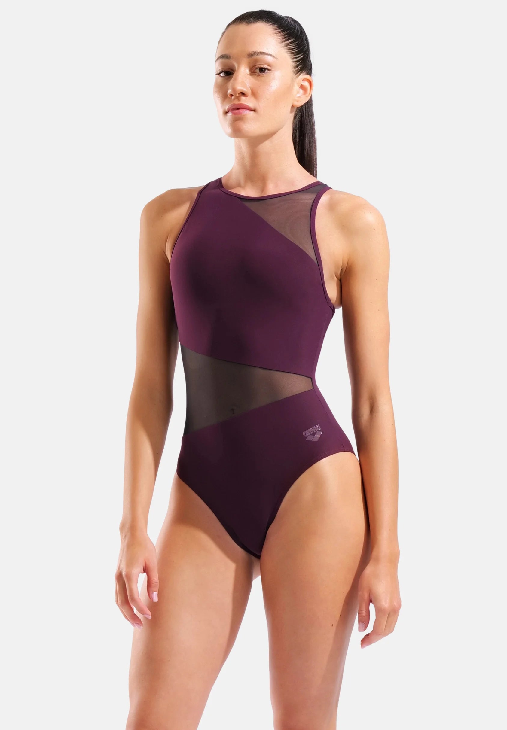 Arena Mesh Angle Vent Back One-Piece Swimsuit – Bordeaux