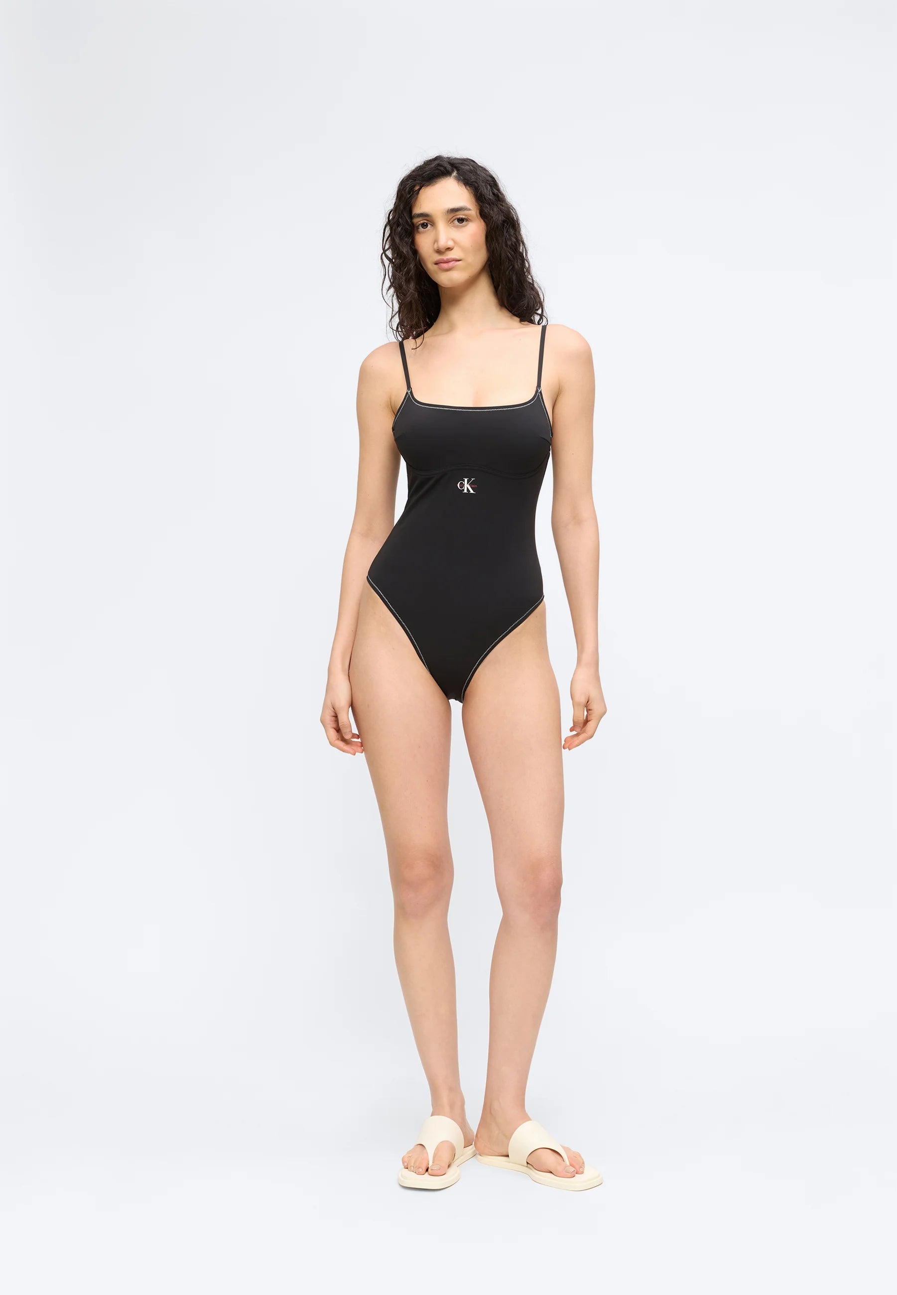 Costume da bagno intero Calvin Klein Graphic Monogram - Nero