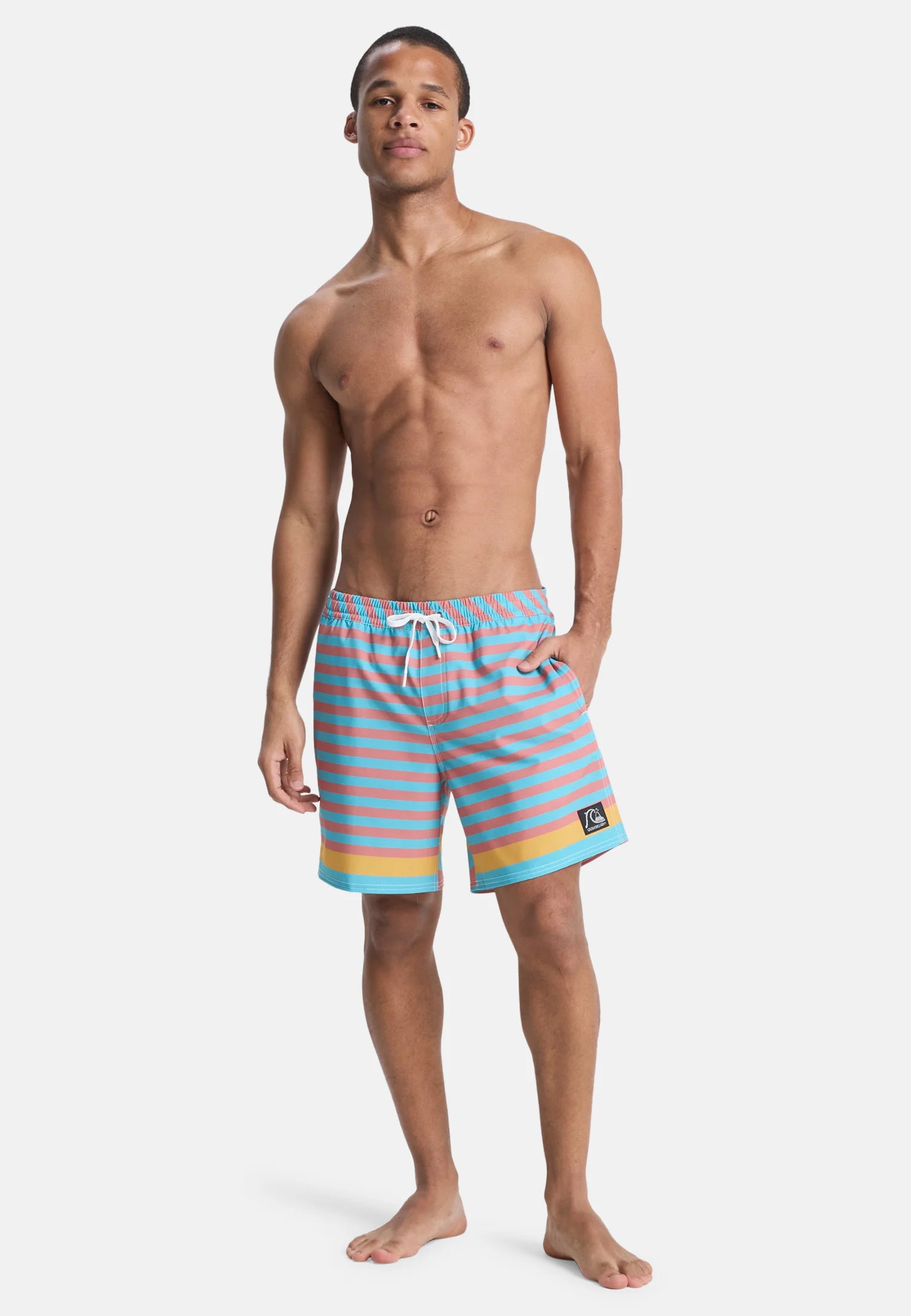 Plavecké šortky Quiksilver BTZ Stripe Volley – béžové