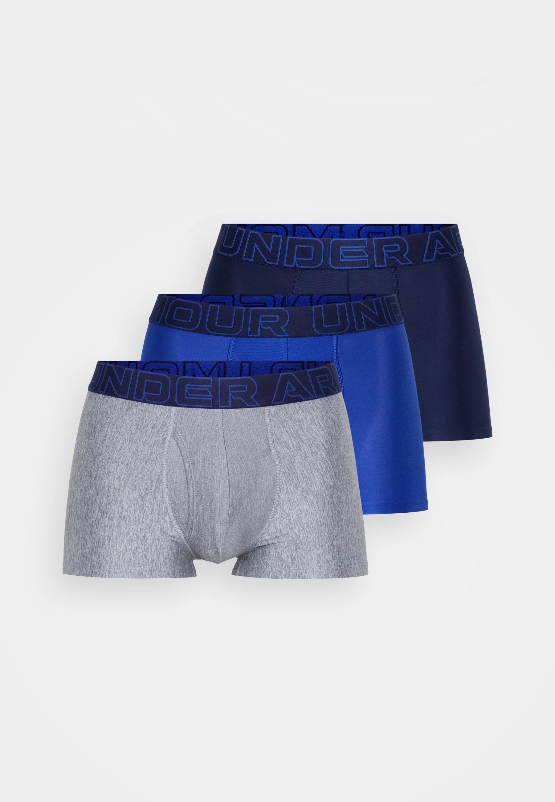 Under Armour Performance Tech Trunks – 3 Pack – Royal, Steel Heather, Midnight Navy