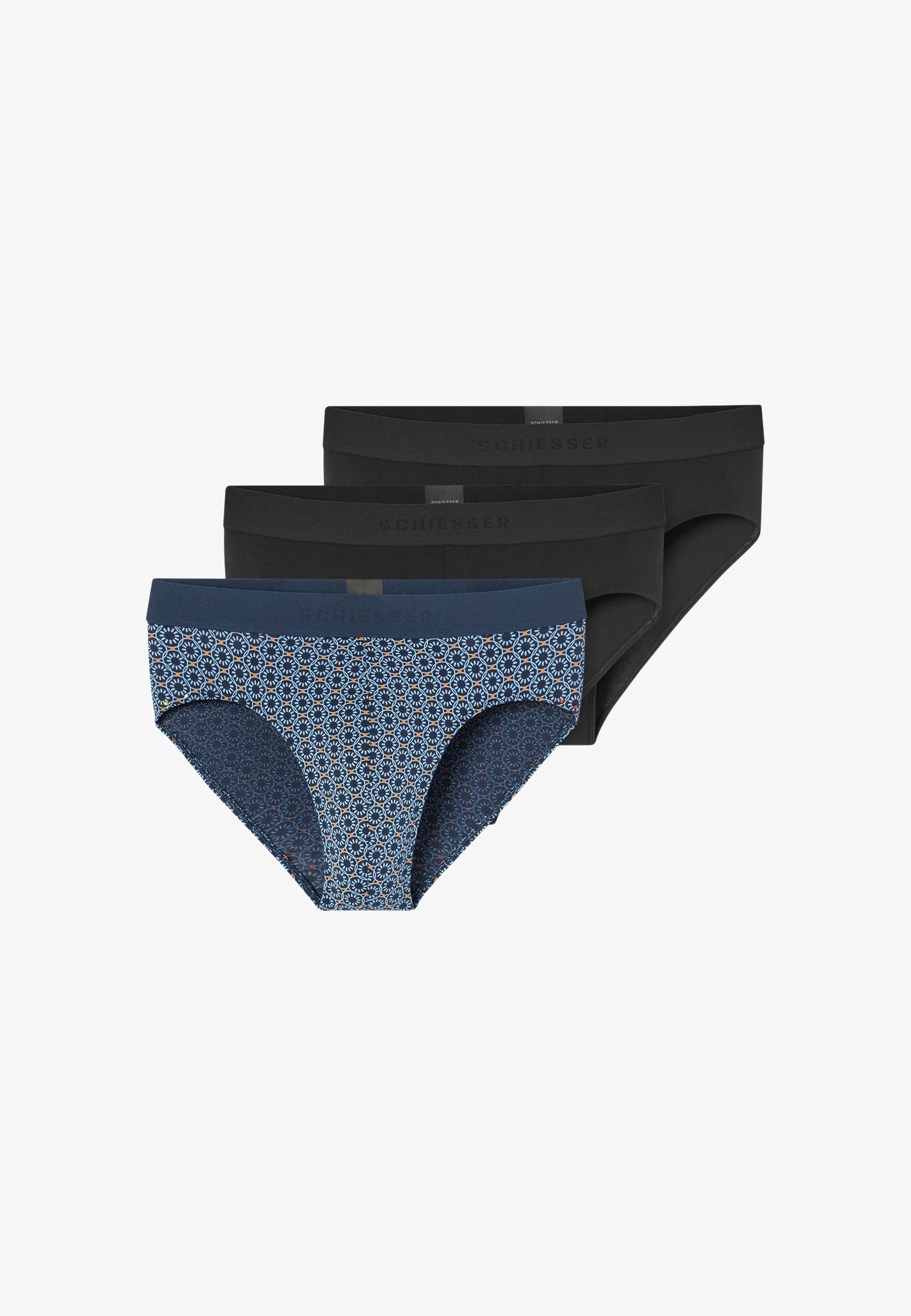 Schiesser Essential Cotton Rio Slips 3er Pack – Schwarz, Blau