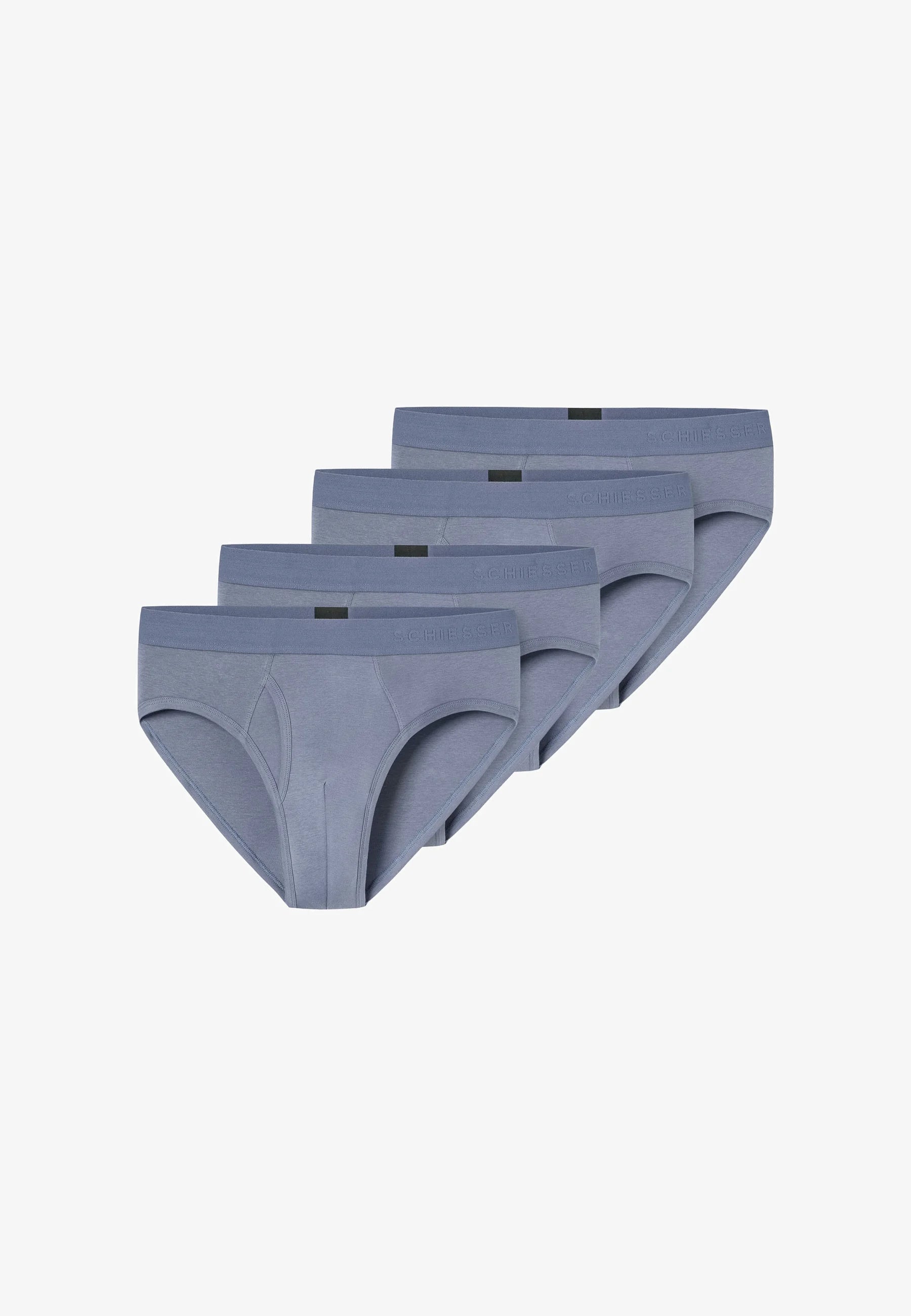 Lot de 4 slips en coton Schiesser – Bleu Gris