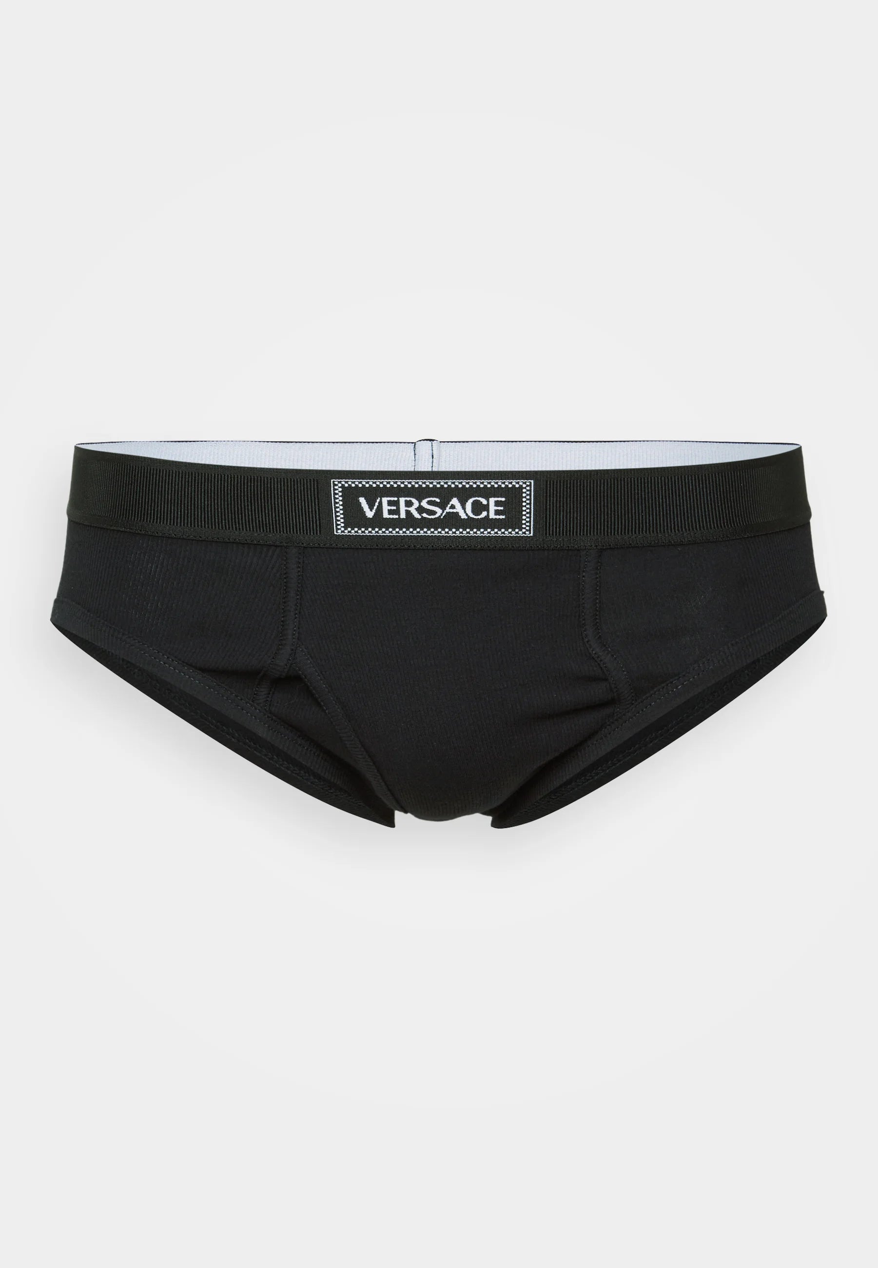 Versace Baumwoll-Stretch-Ripp-Slip – Schwarz