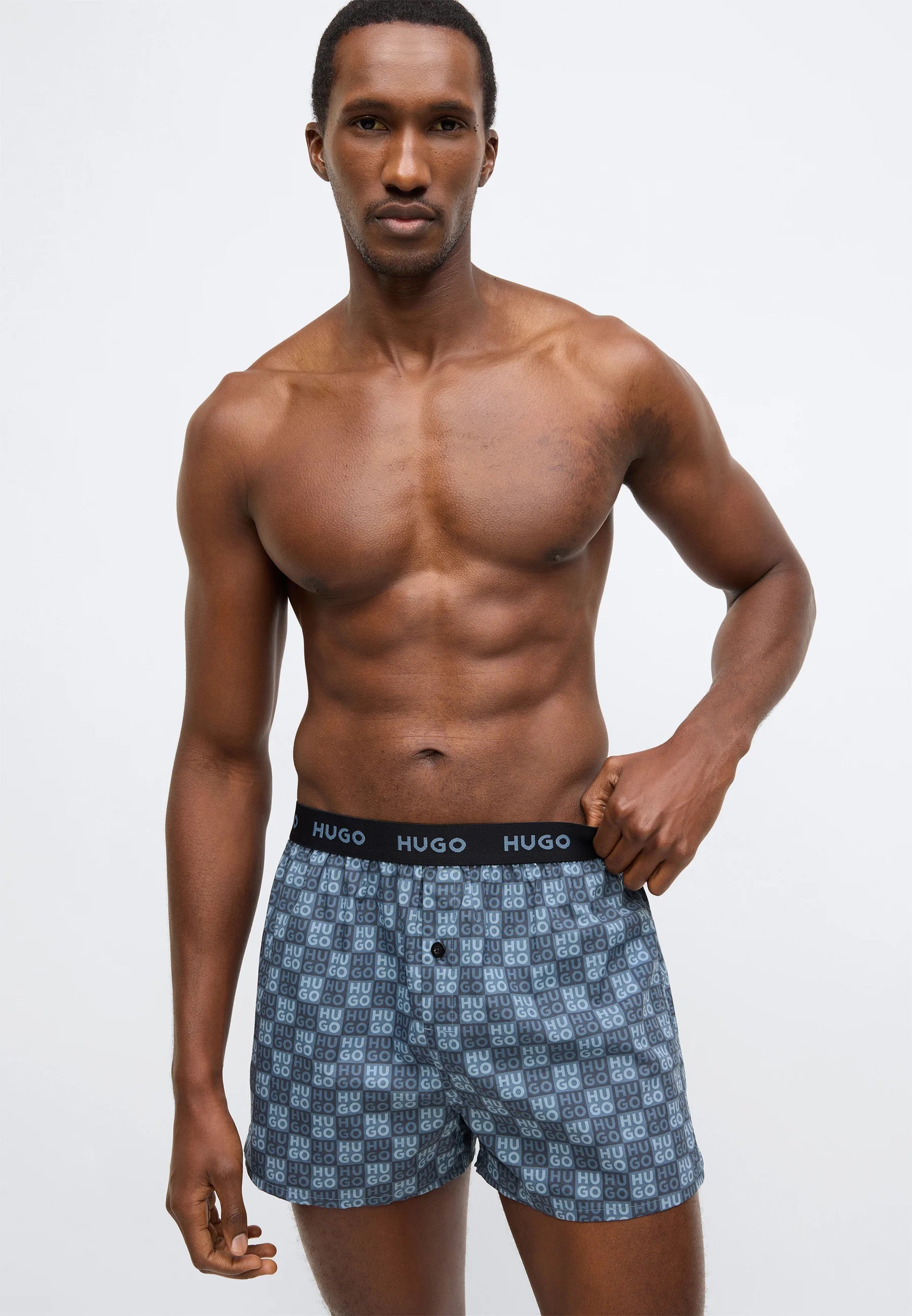 HUGO Triplet 3 Pack Boxer Shorts – Black, Light Blue